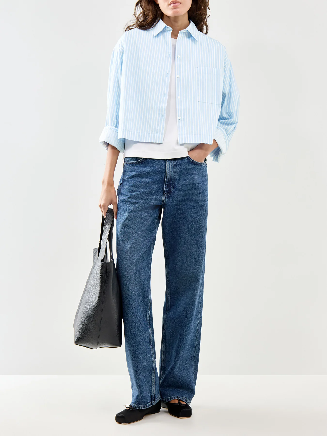 Cropped Boxy Shirt Blue - Image 2