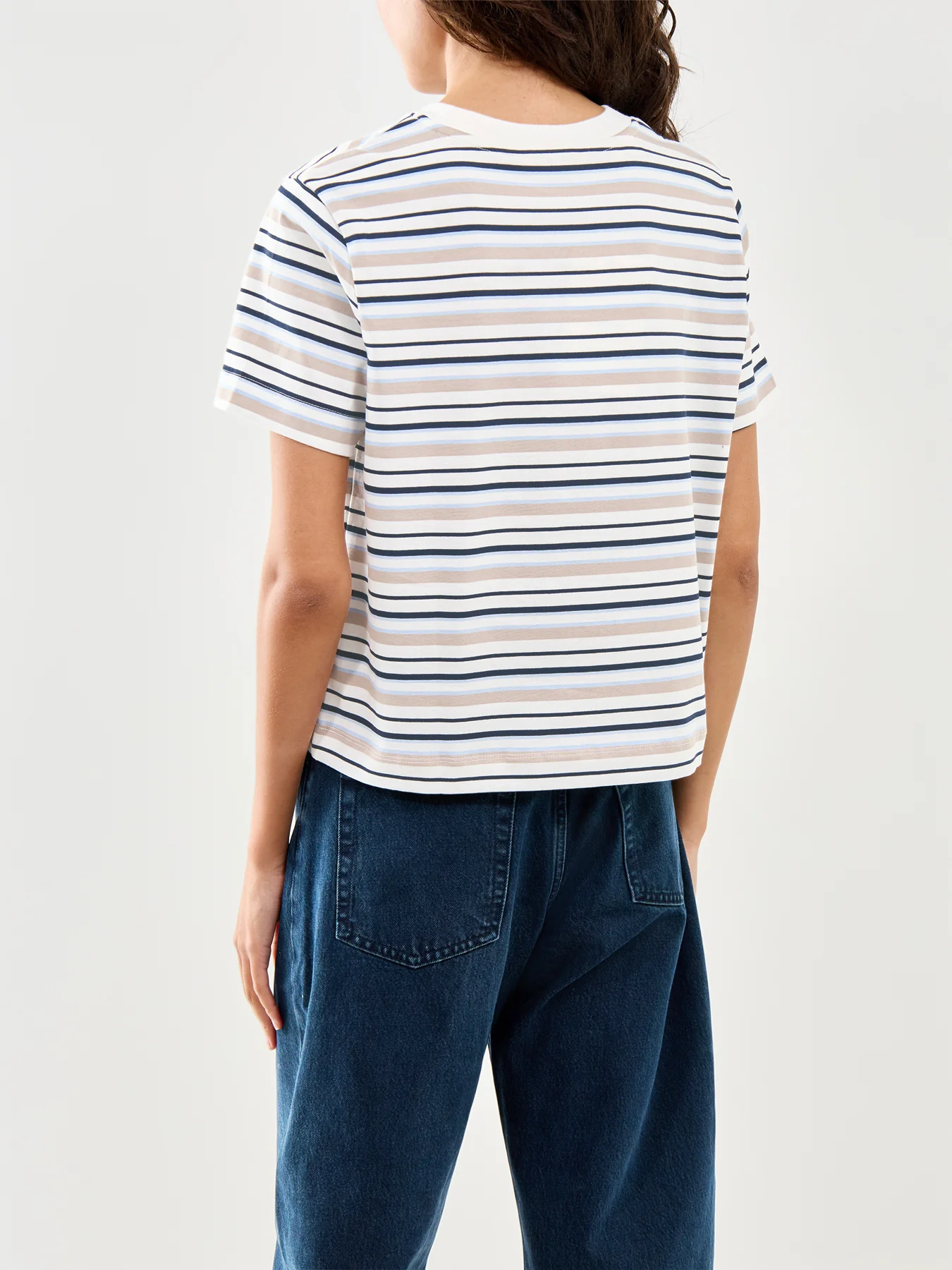 Essential Striped Boxy T-Shirt Blue - Image 5