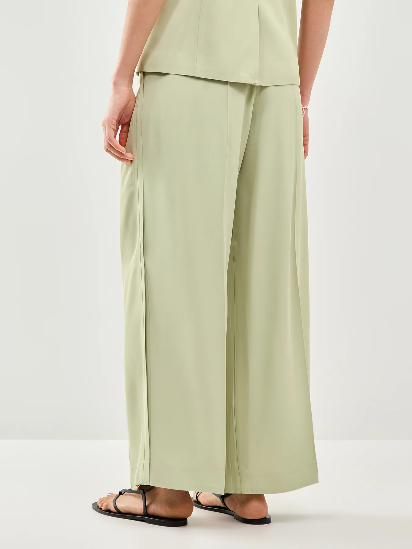 Extra Wide Ellie High Waisted Trousers Green - Image 5