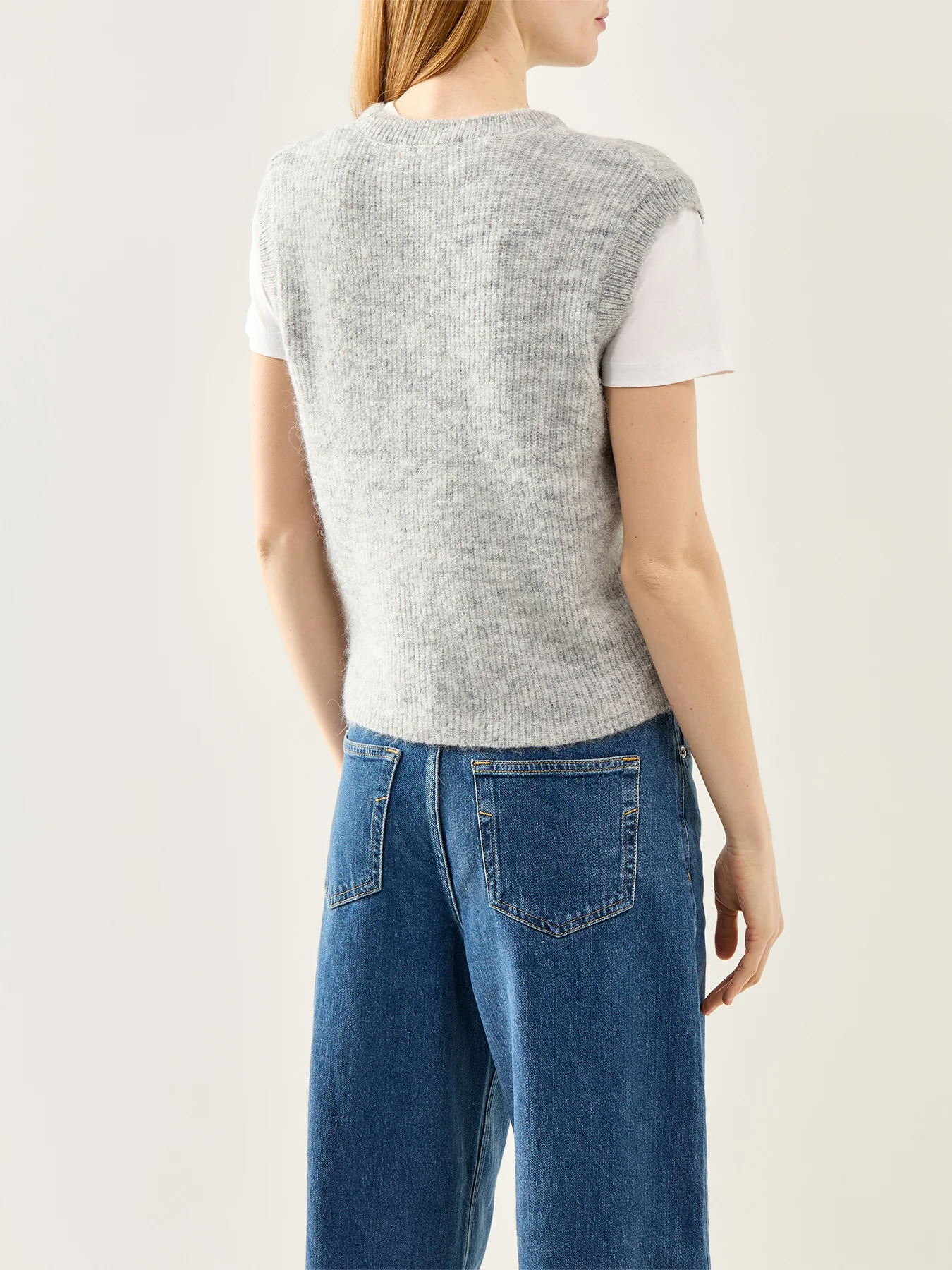 Lulu Sleeveless Button O-Neck Knit Vest Grey - Image 5
