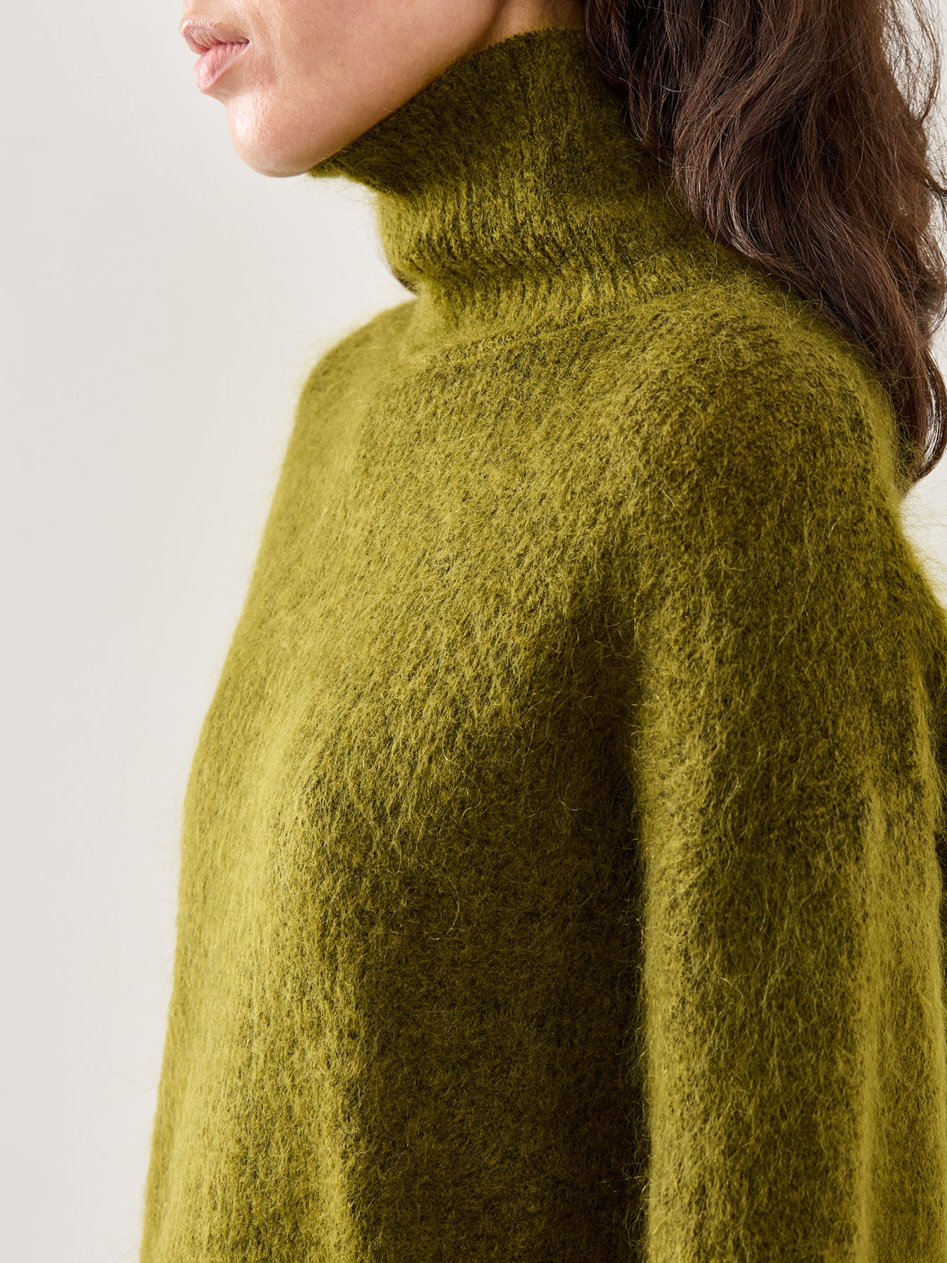 Mira High-Neck Mohair Knit Top Green - Image 3