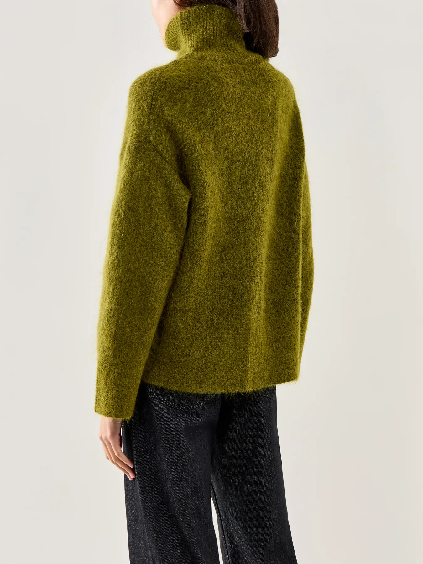 Mira High-Neck Mohair Knit Top Green - Image 5