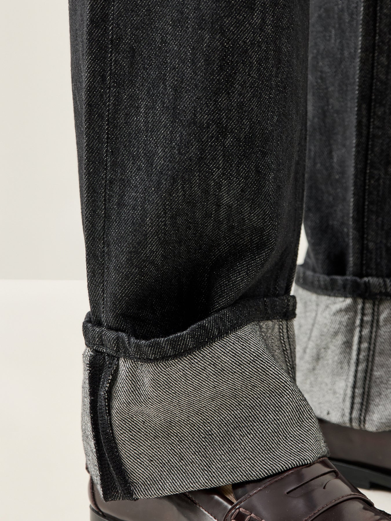 Straight Lyra-Bora Mid-Waist Fold-Up Jeans Black Denim - Image 3