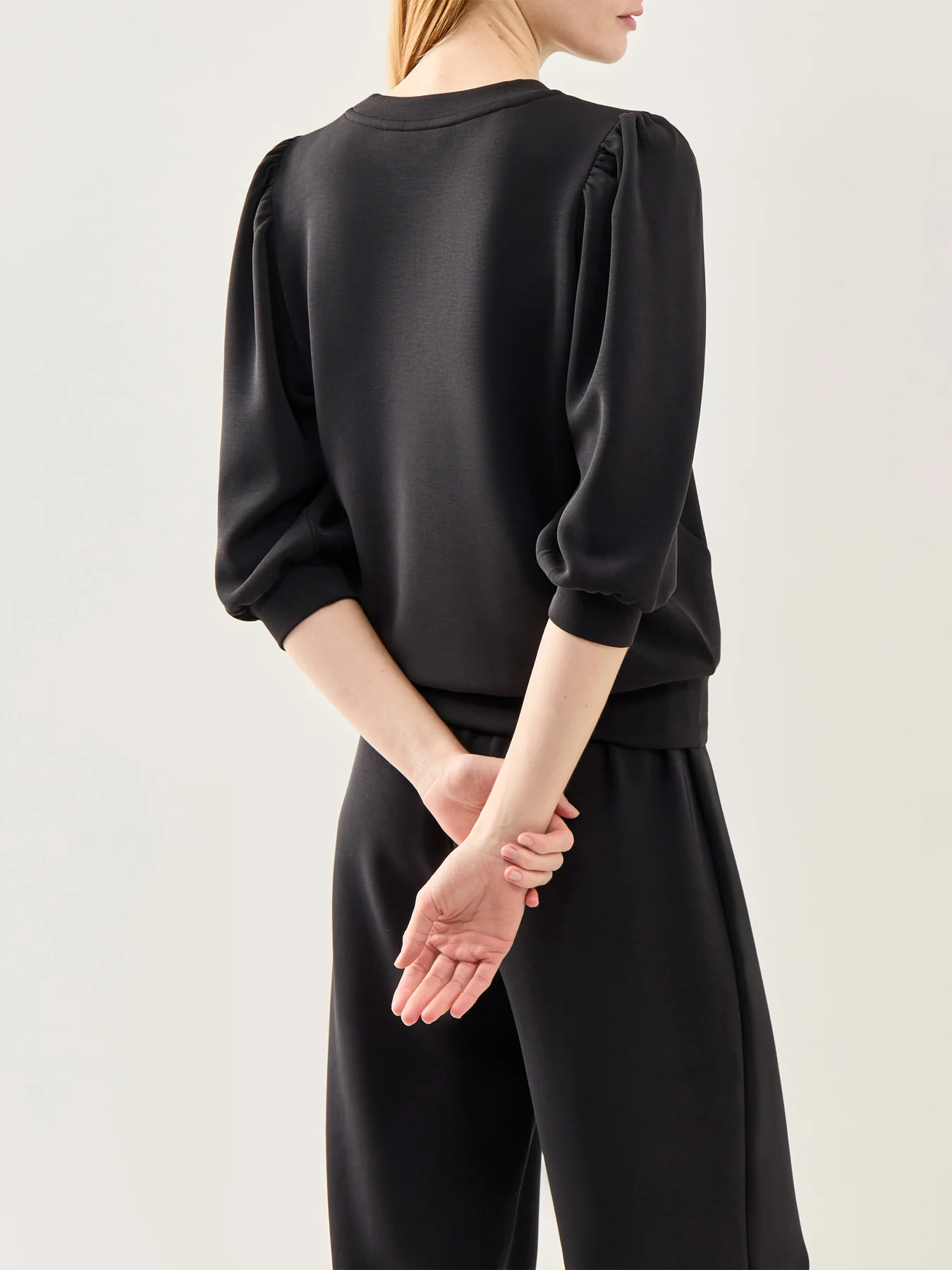 Tenny Three-Quarter Sleeve Sweat Top Black - Image 5