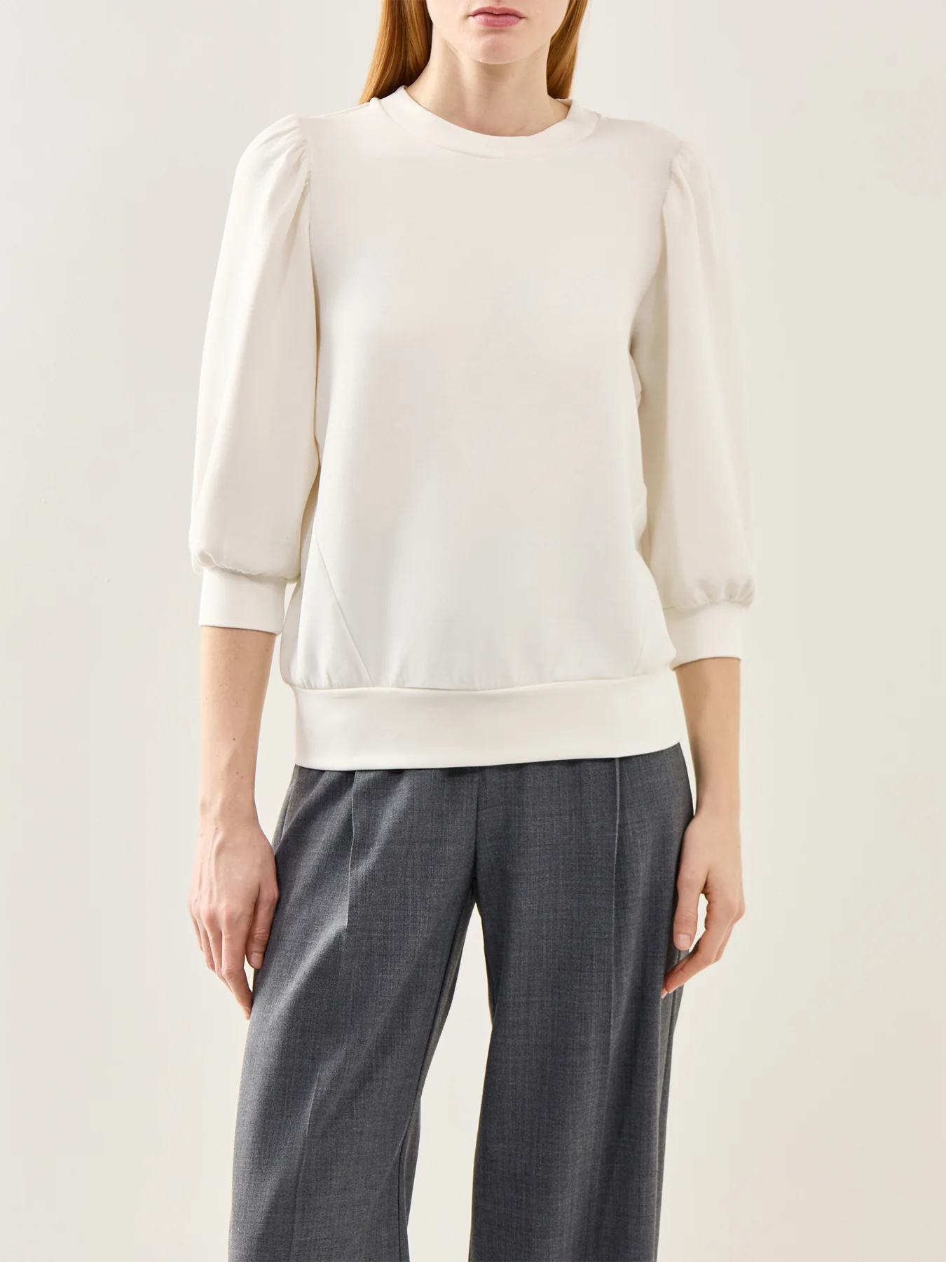 Tenny Three-Quarter Sleeve Sweat Top White - Image 4