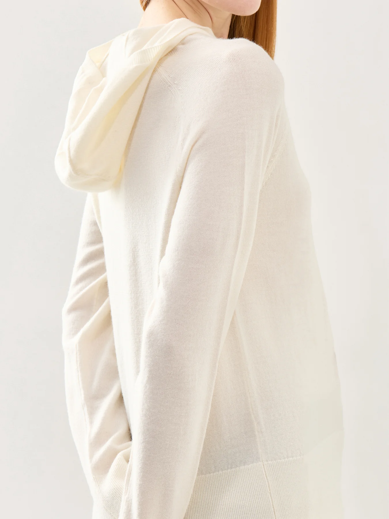 Thea Merino Knit Brushed Hoodie Cream - Image 3