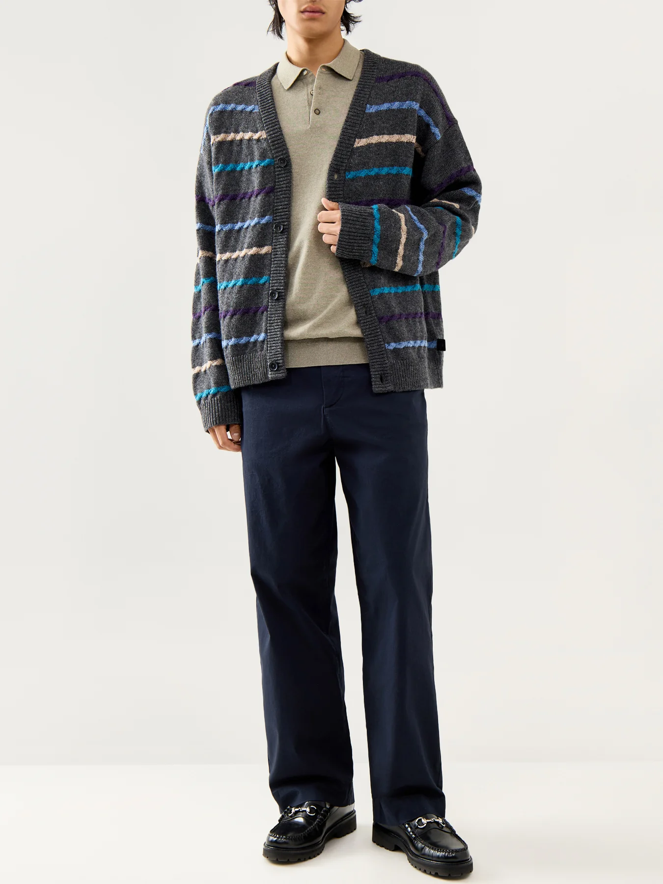 Short Sleeves Knitwear Polo Vetiver Melange - Image 2