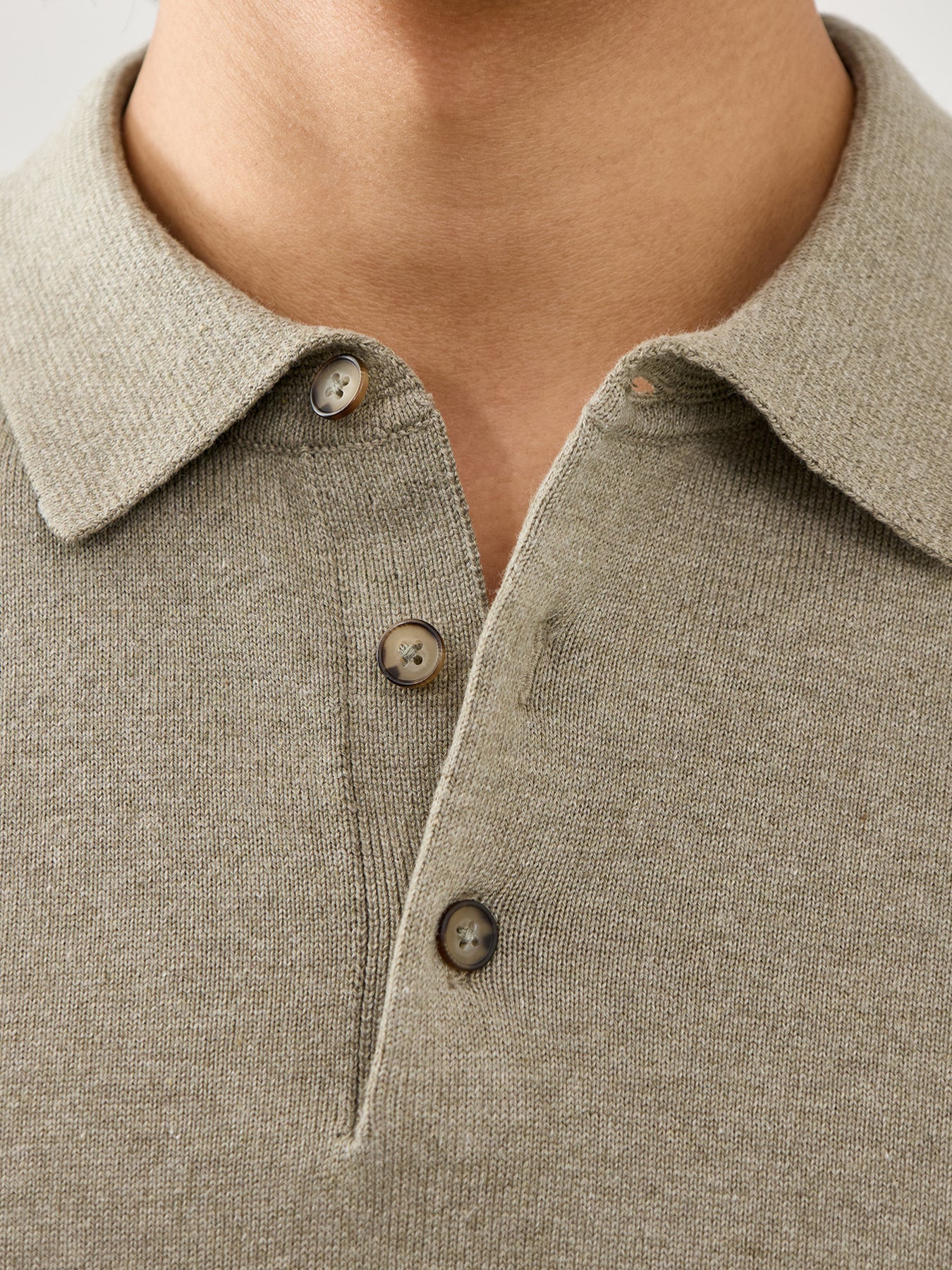 Short Sleeves Knitwear Polo Vetiver Melange - Image 3