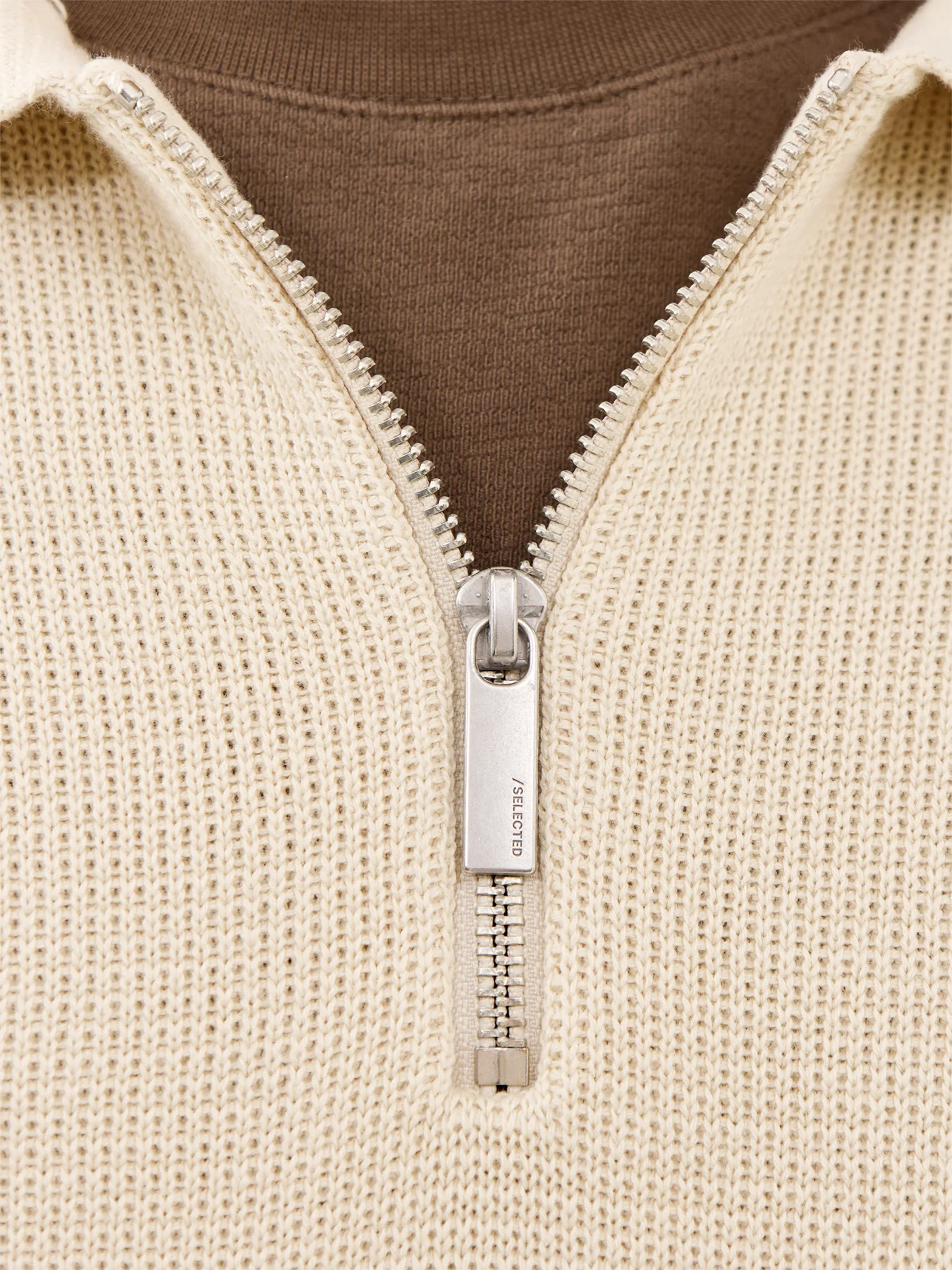 Structured Half Zip Polo Cream - Image 3