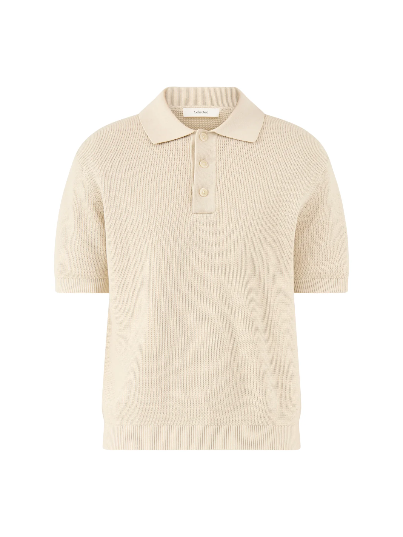 Relaxed Knit Polo Shirt Beige