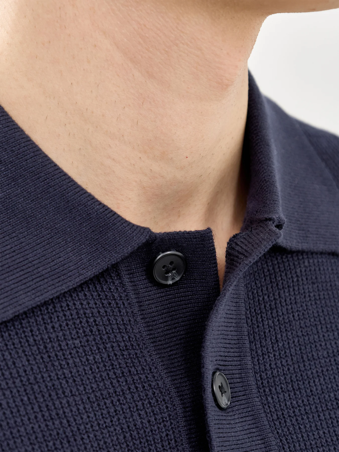 Relaxed Knit Polo Shirt Navy - Image 3