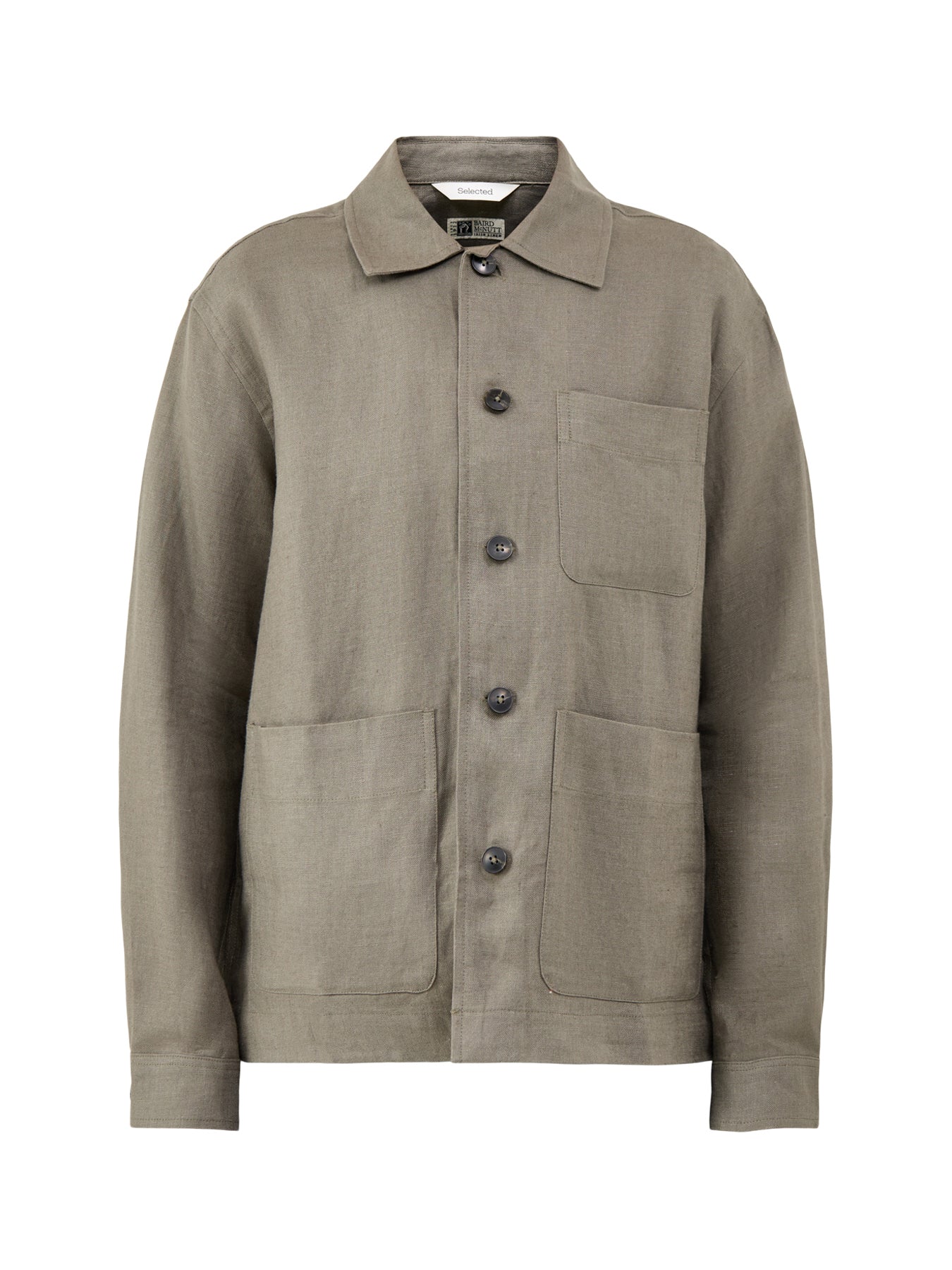 Slhregbaird Linen Overshirt Resort Olive