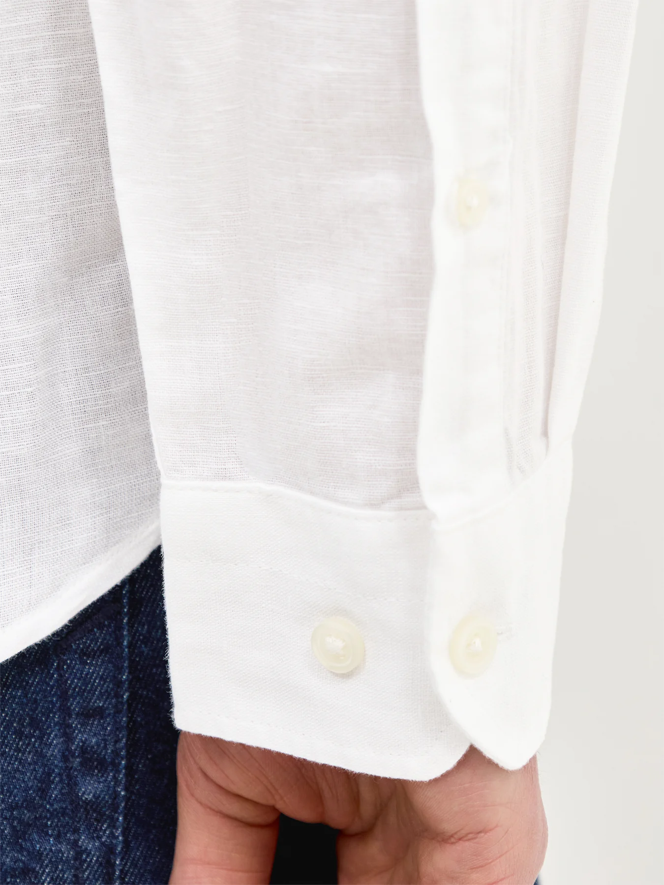 Linen-Blend Long Sleeve Shirt White - Image 3