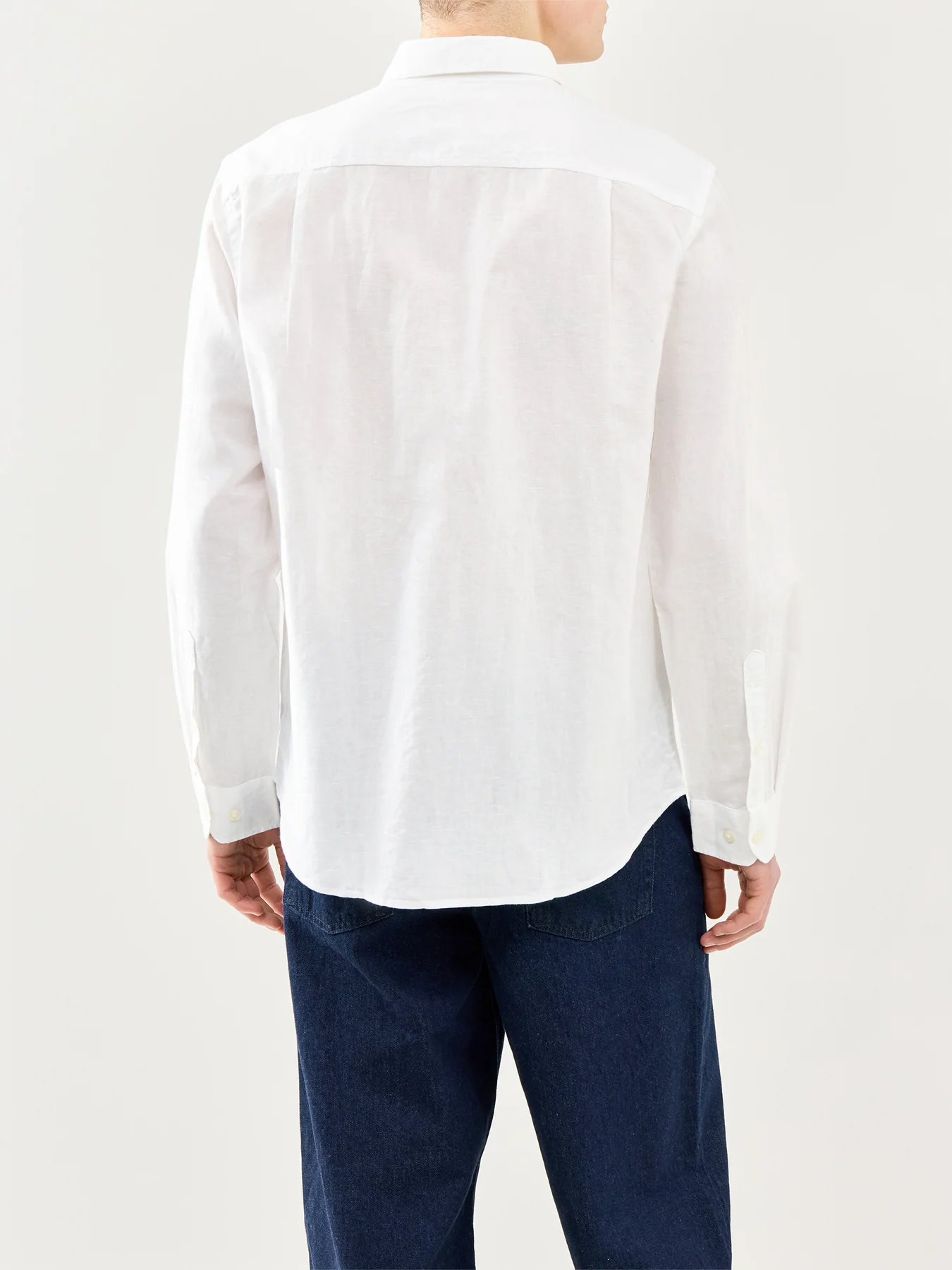 Linen-Blend Long Sleeve Shirt White - Image 5