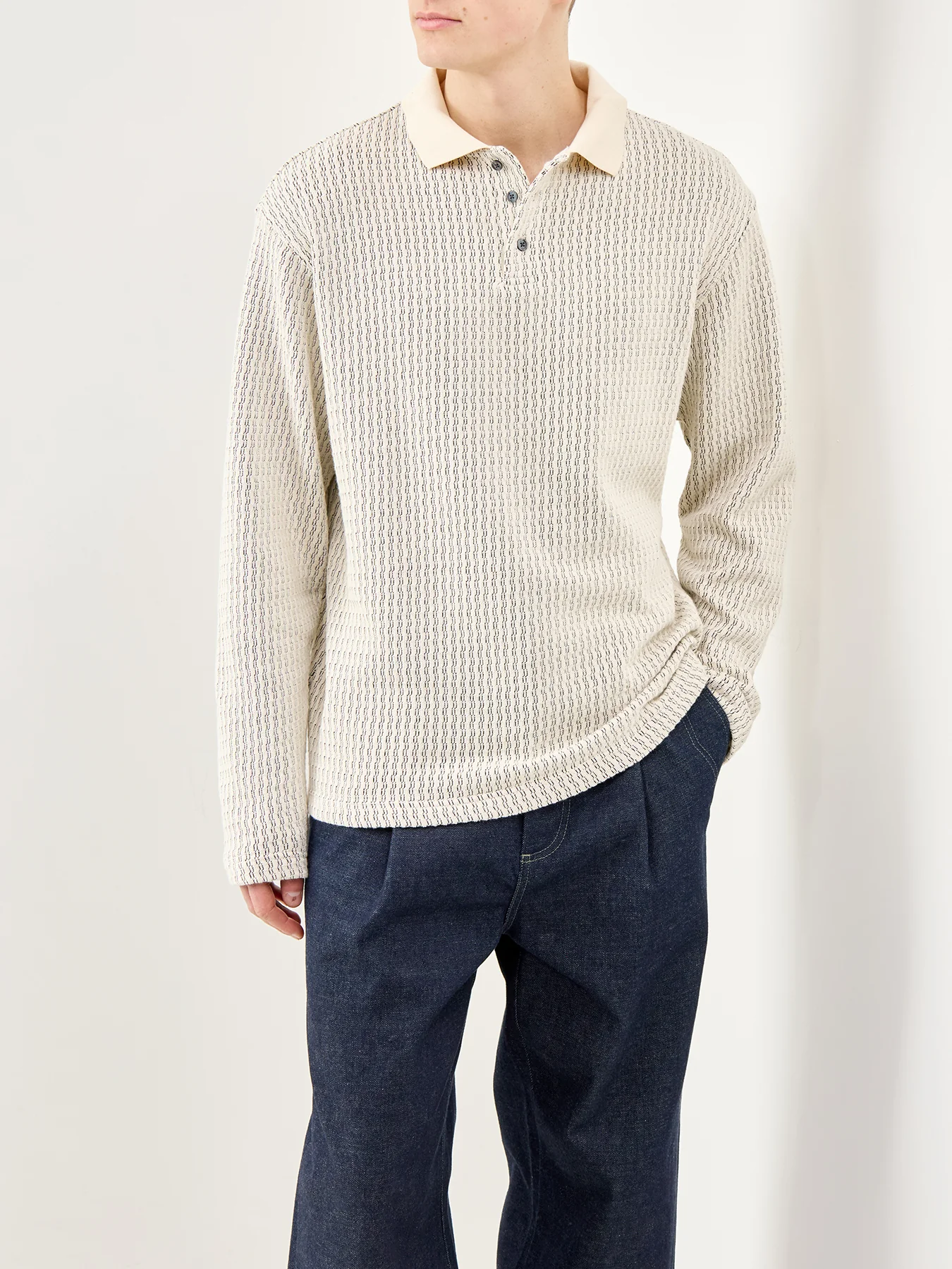 Relaxed Sweat Polo Shirt Cream - Image 4