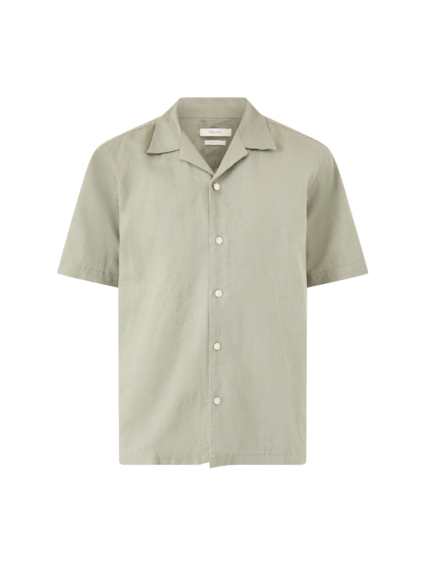 Relaxed Linen-Blend Short Sleeve Shirt Green