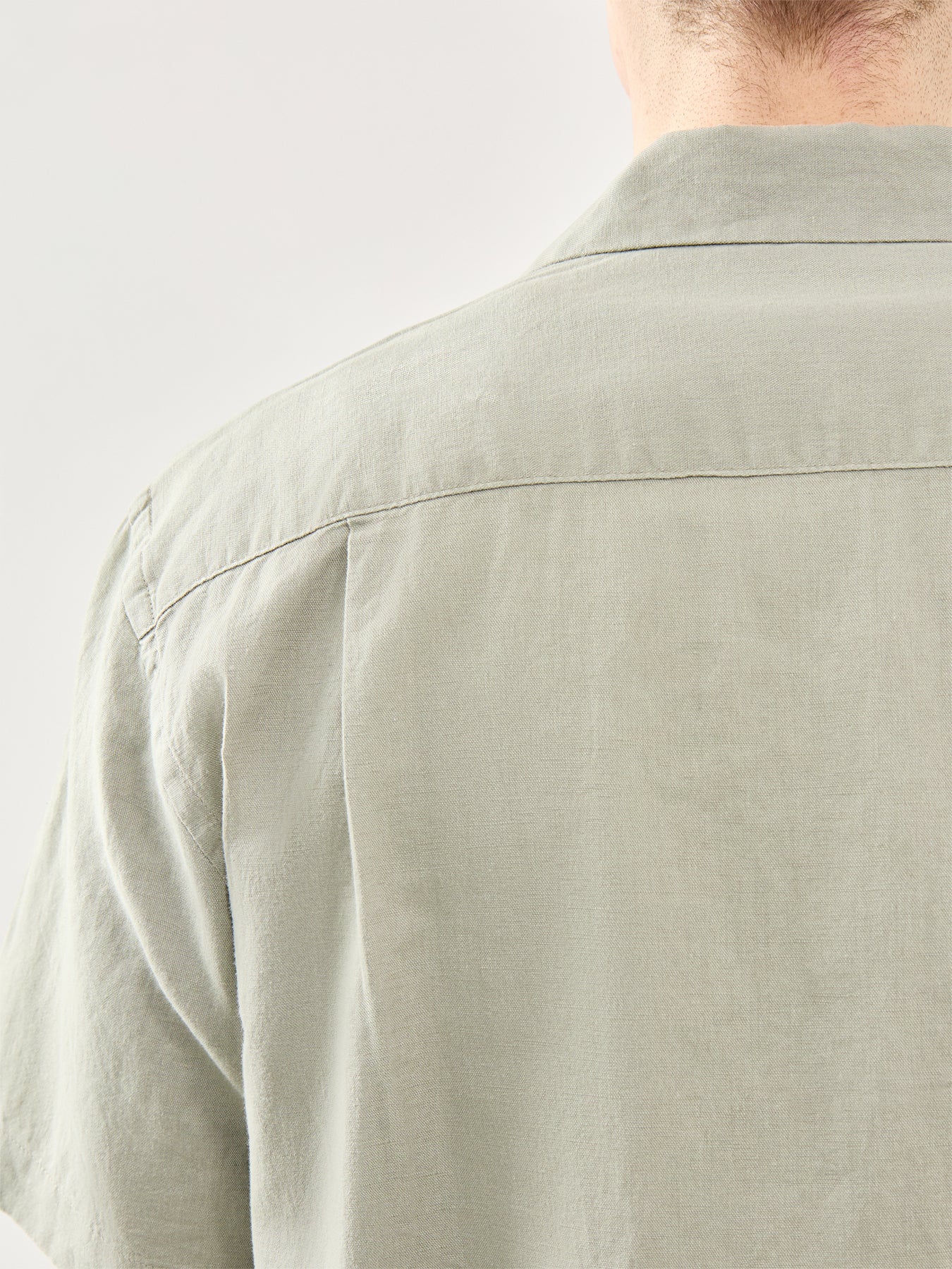 Relaxed Linen-Blend Short Sleeve Shirt Green - Image 3