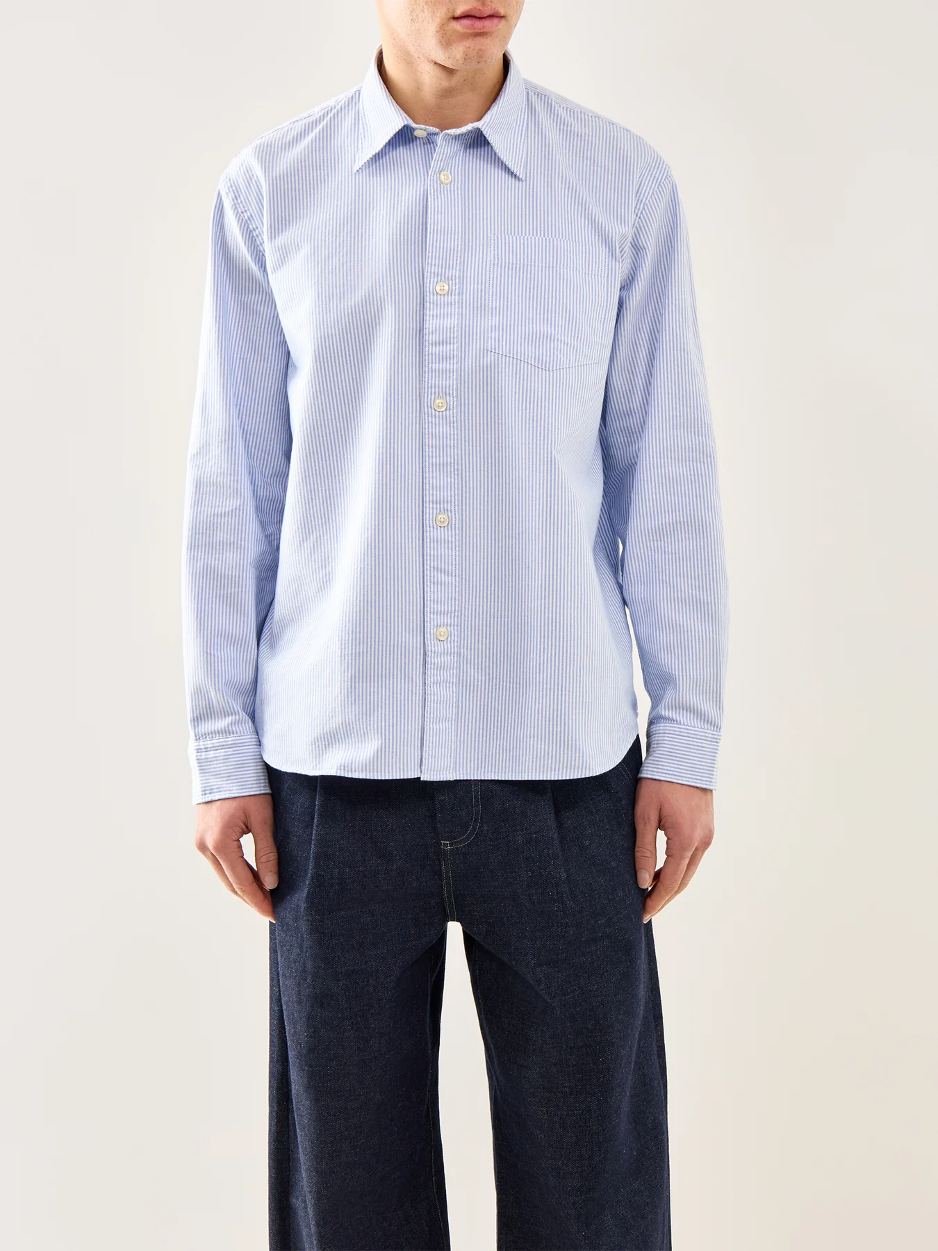 Sander Relaxed Oxford Shirt Blue Stripe - Image 4