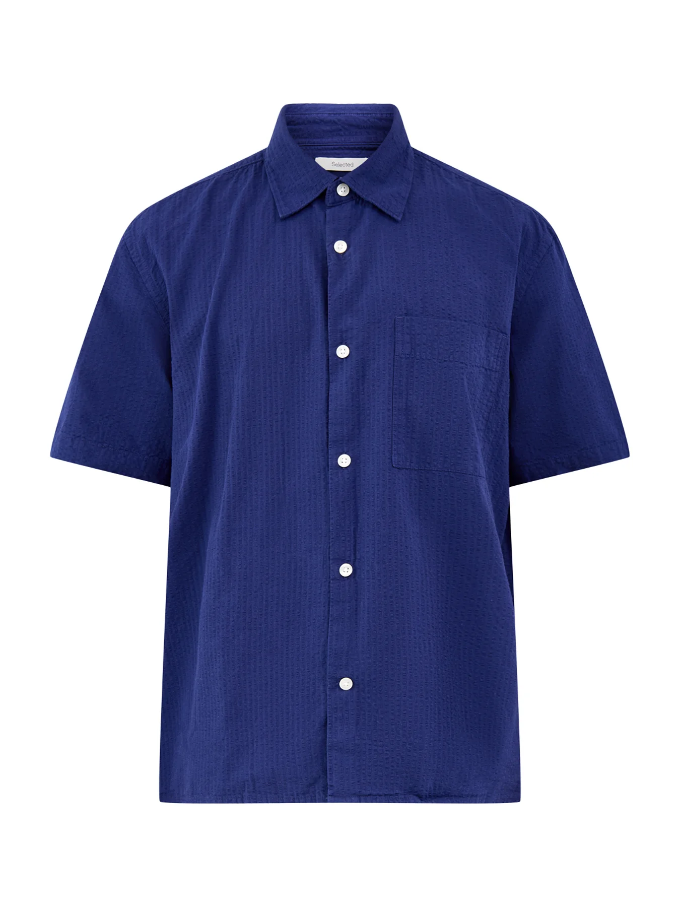 Slhrlxstuart Seersucker Short Sleeve Shirt Navy