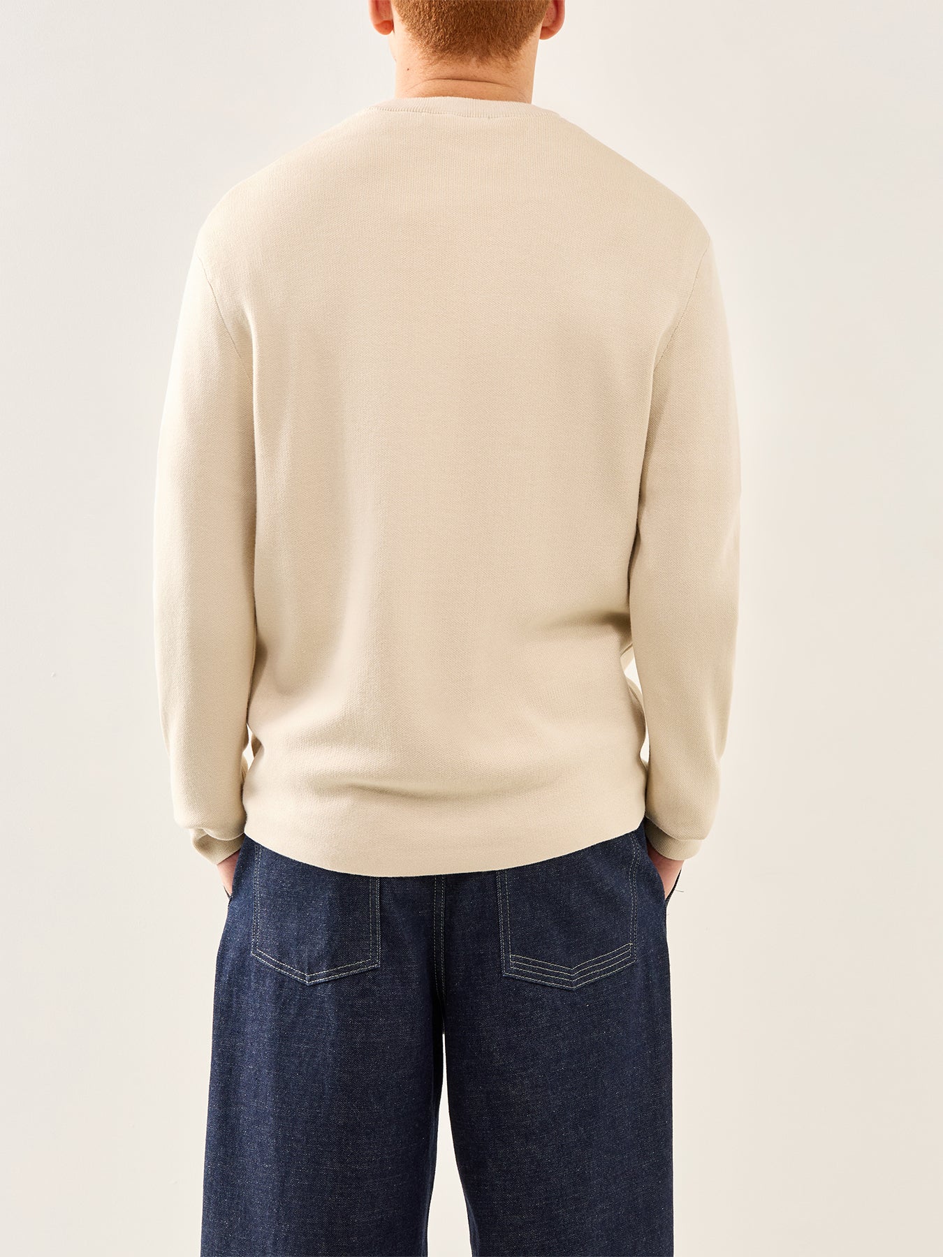 Relaxed Crew Neck Sweatshirt Cream - Image 5
