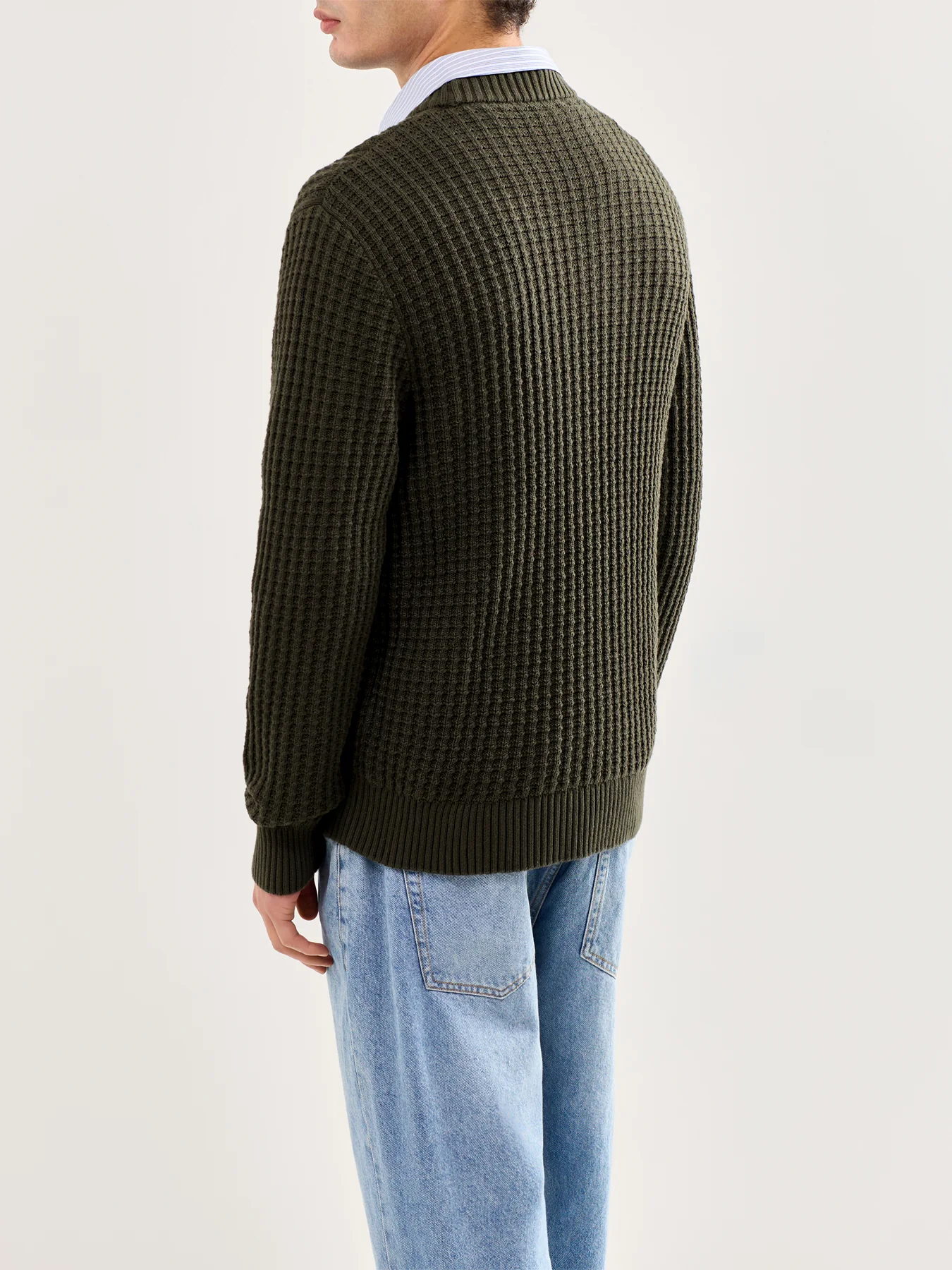 Knit Structure Crew Neck Green - Image 5