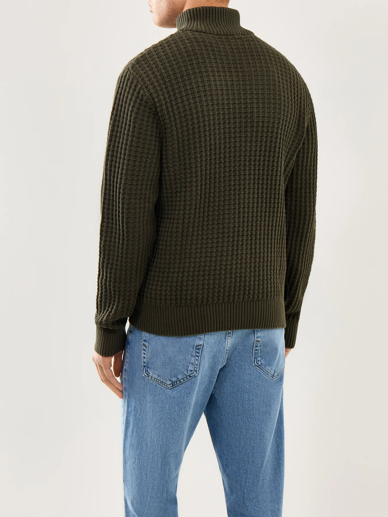Knit Structure Half Zip Green - Image 5