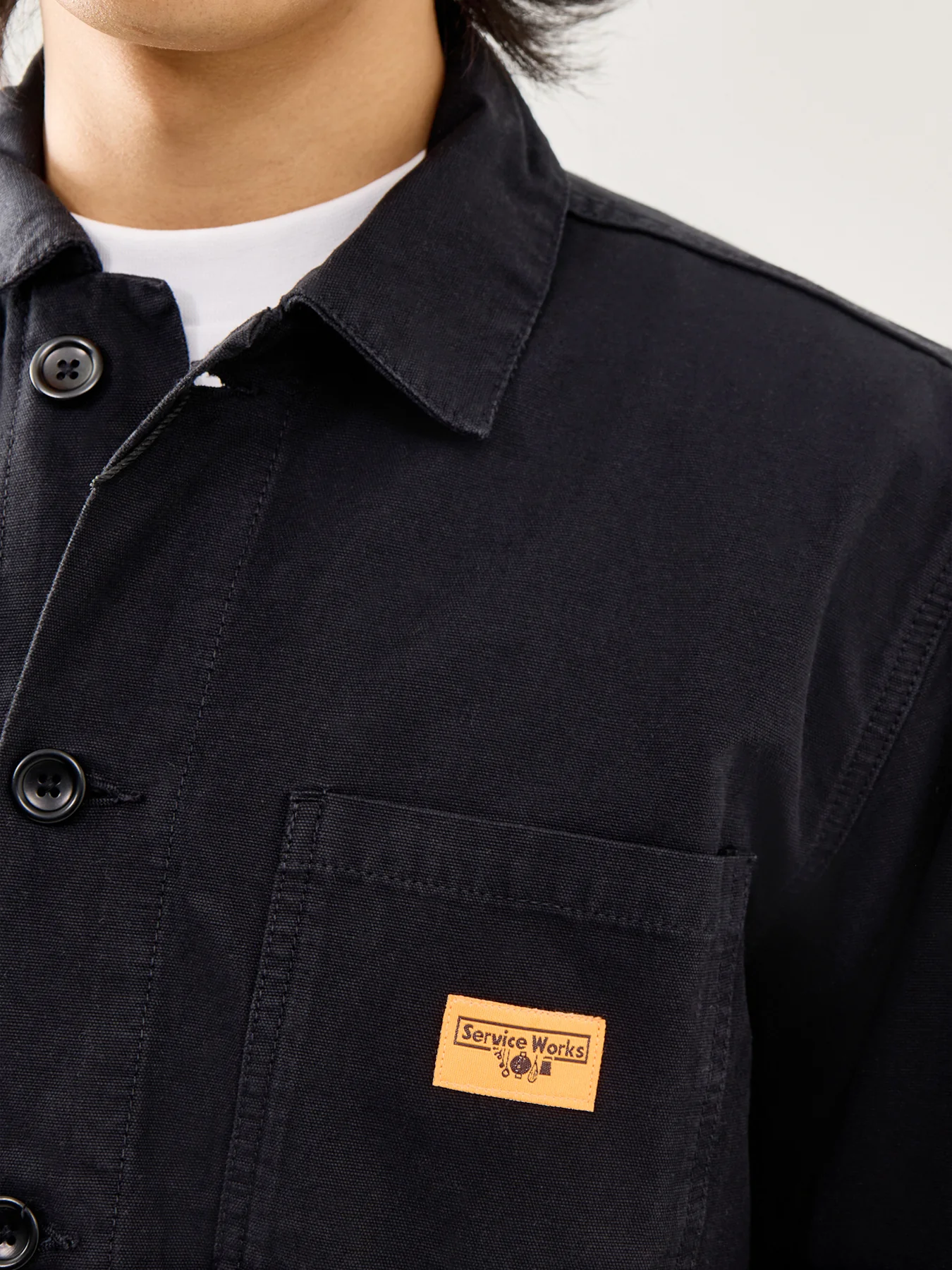 Canvas Chore Shirt Black - Image 3