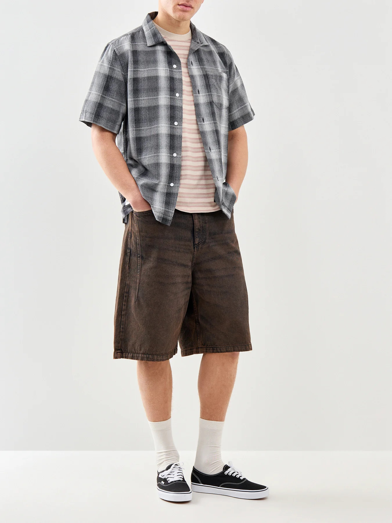 Plaid Long Sleeve Shirt Black - Image 2