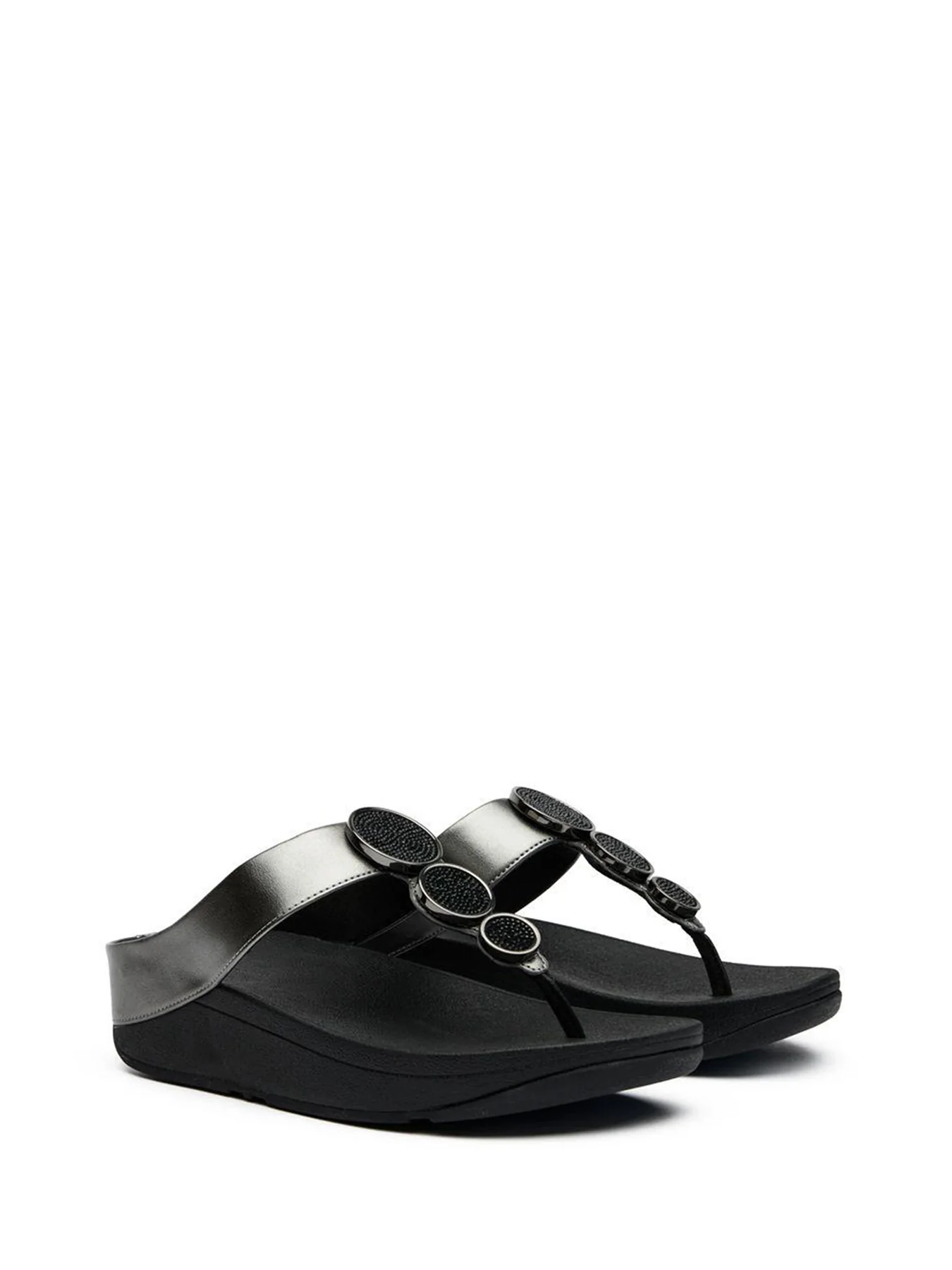 Halo Bead Circle Metallic Sandals Pewter - Image 2