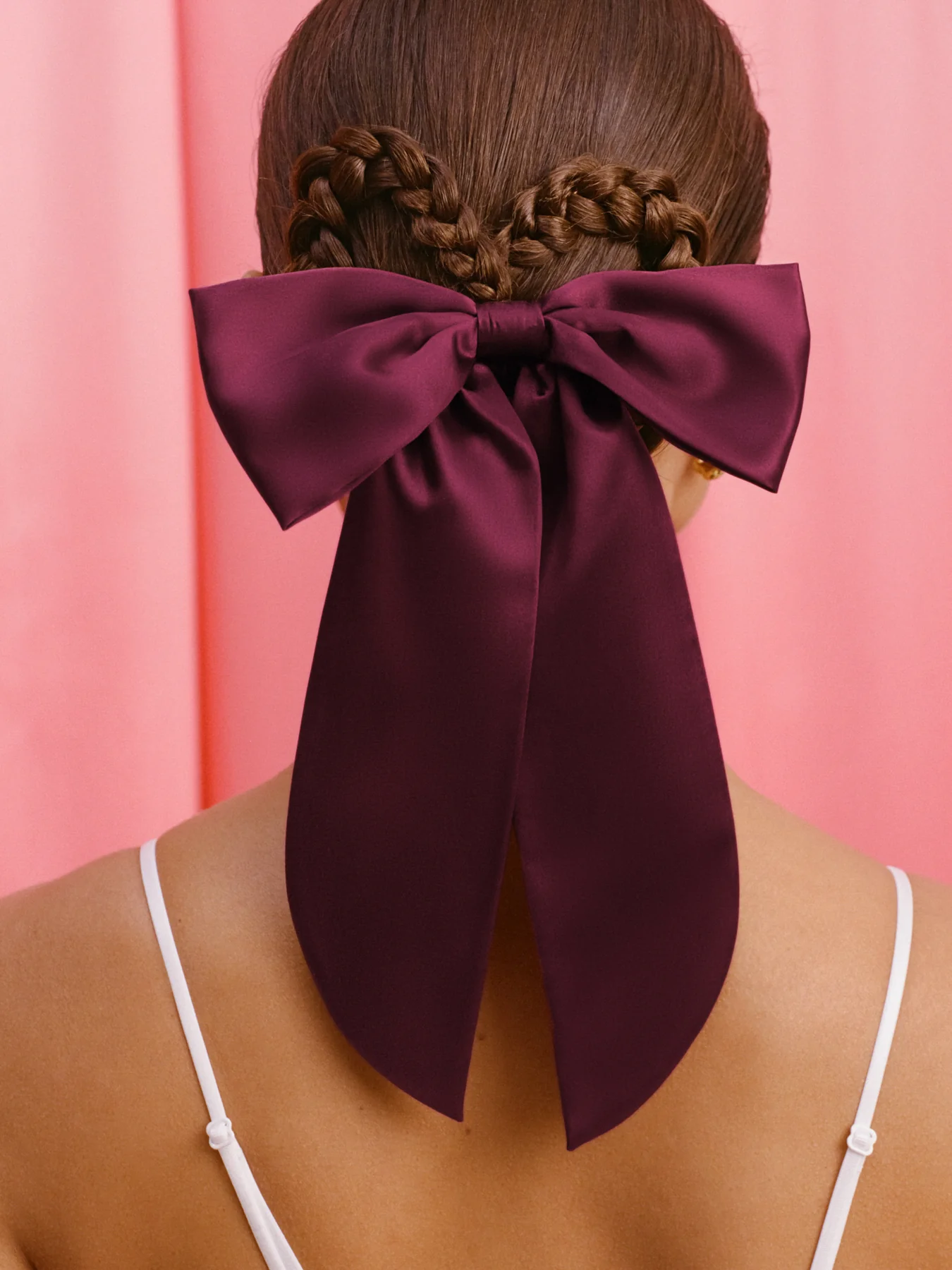 Slip Pure Silk Hair Bow Crimson - Image 2