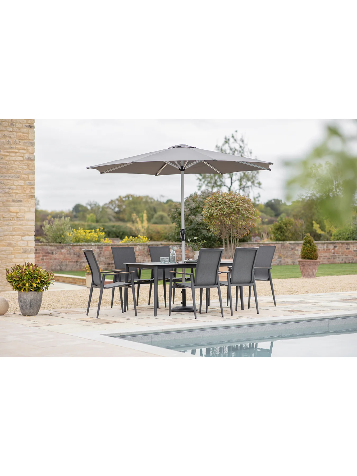 Sofia 6 Seat Garden Dining Set Anthracite - Image 2