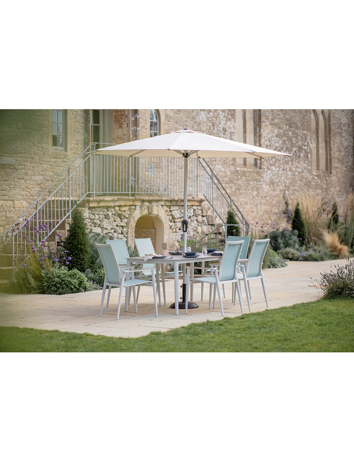 Sofia 6-Seater Garden Dining Set Blue - Image 2