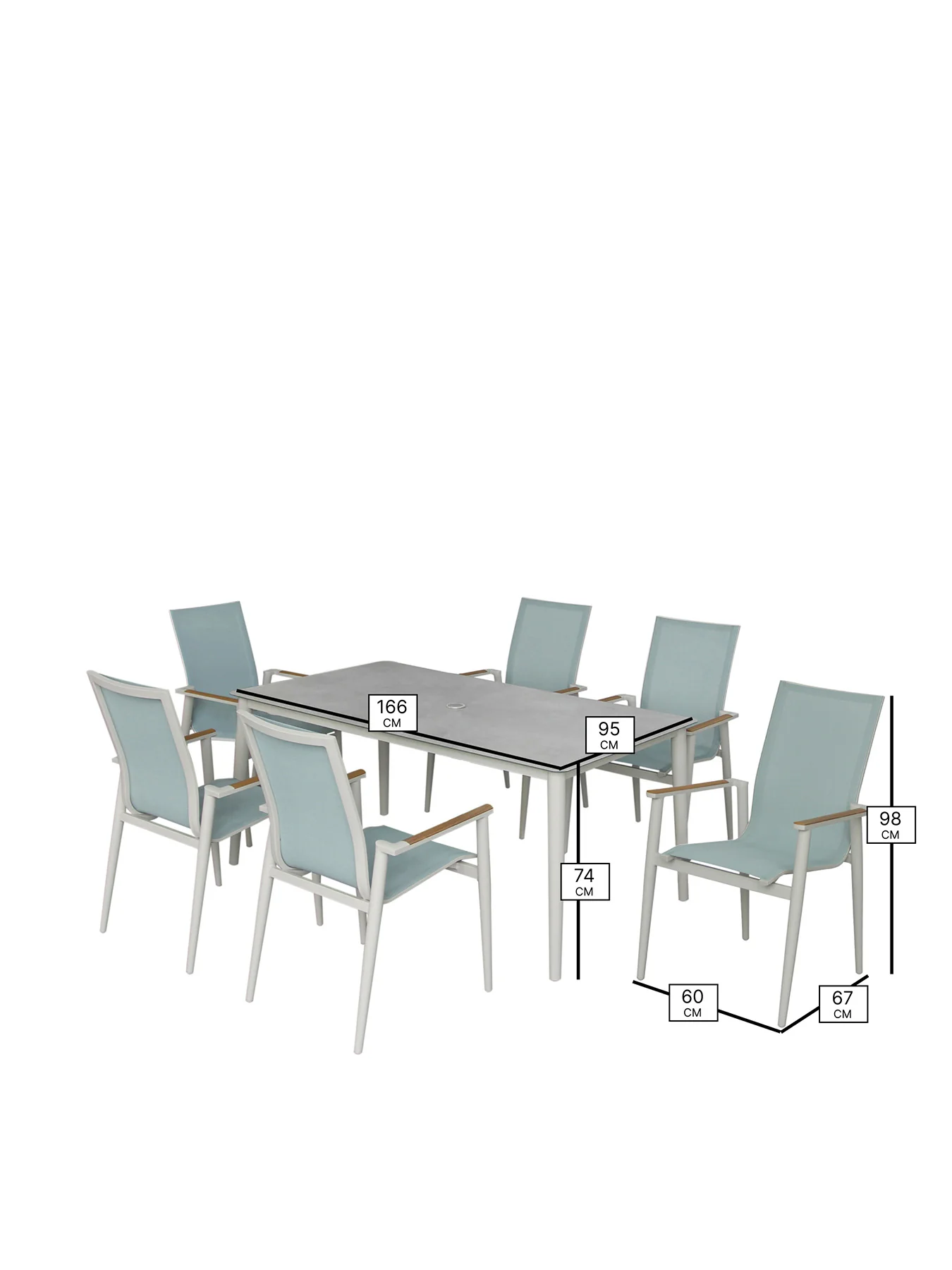 Sofia 6-Seater Garden Dining Set Blue - Image 3