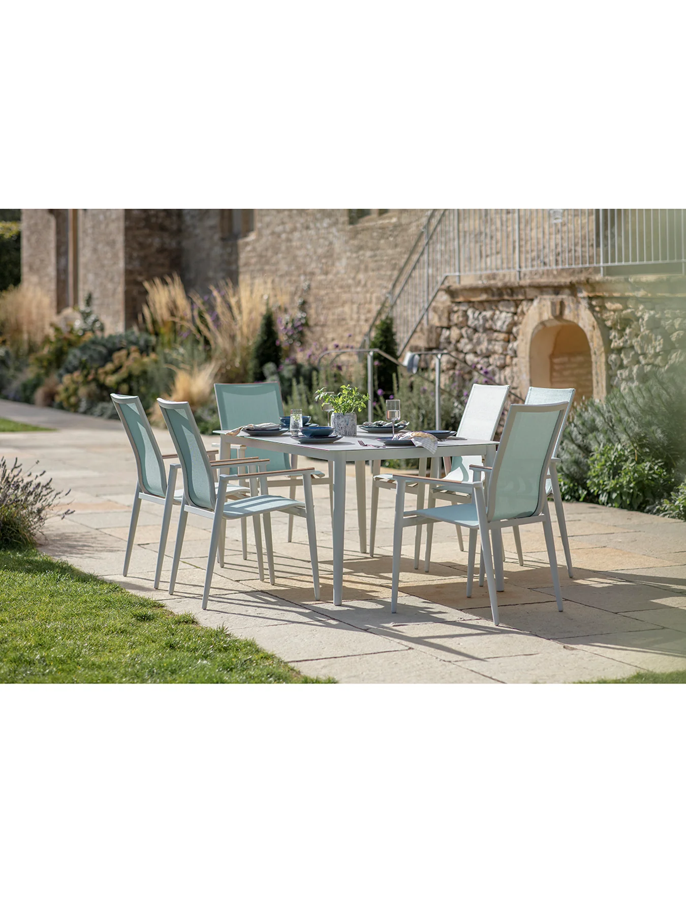 Sofia 6-Seater Garden Dining Set Blue - Image 4