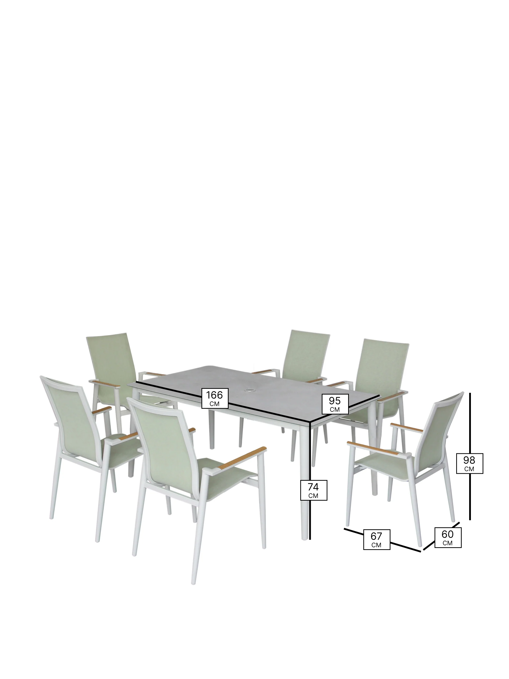 Sofia 6-Seater Garden Dining Set Green - Image 3