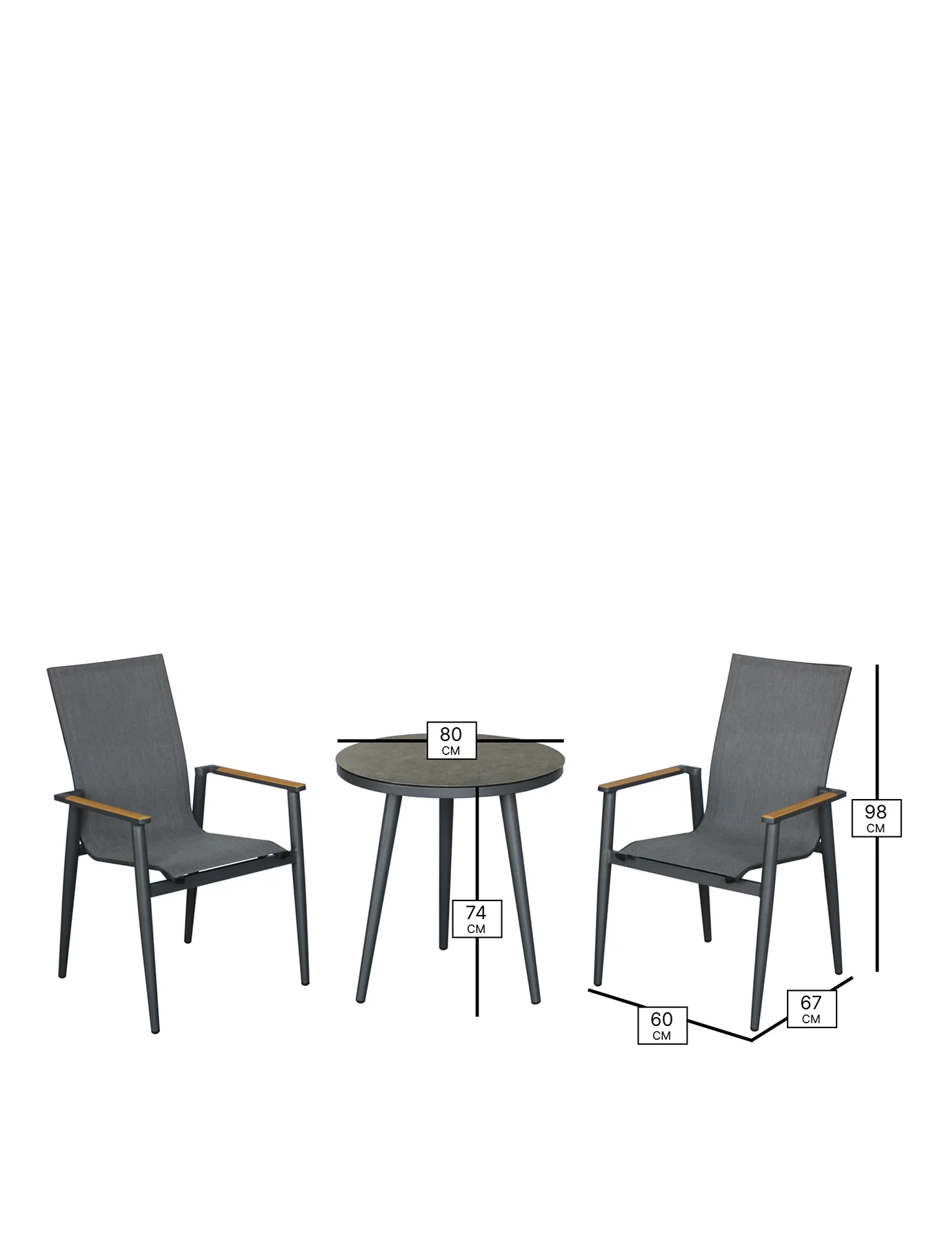 Sofia Garden Bistro Set Anthracite - Image 3