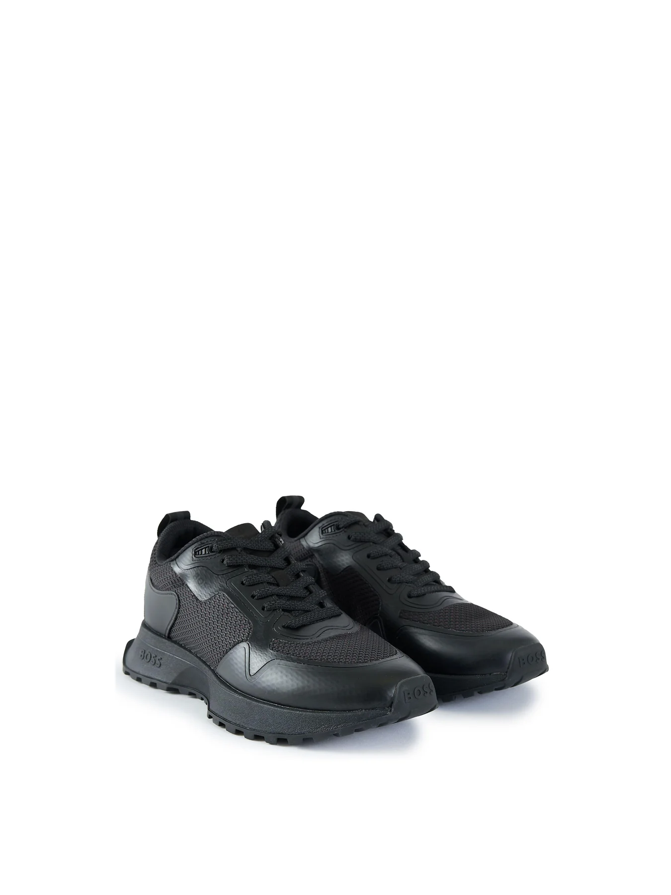 Mens BOSS Jonah Runn Meth Nylon Trainers Black - Image 2