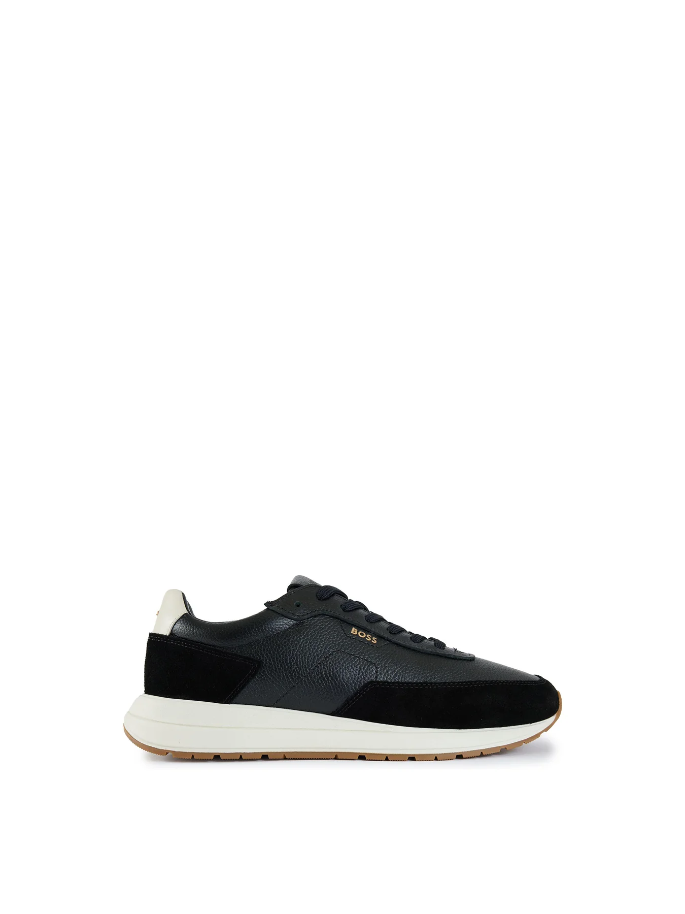 Mens BOSS Vinston Leather Trainers Black