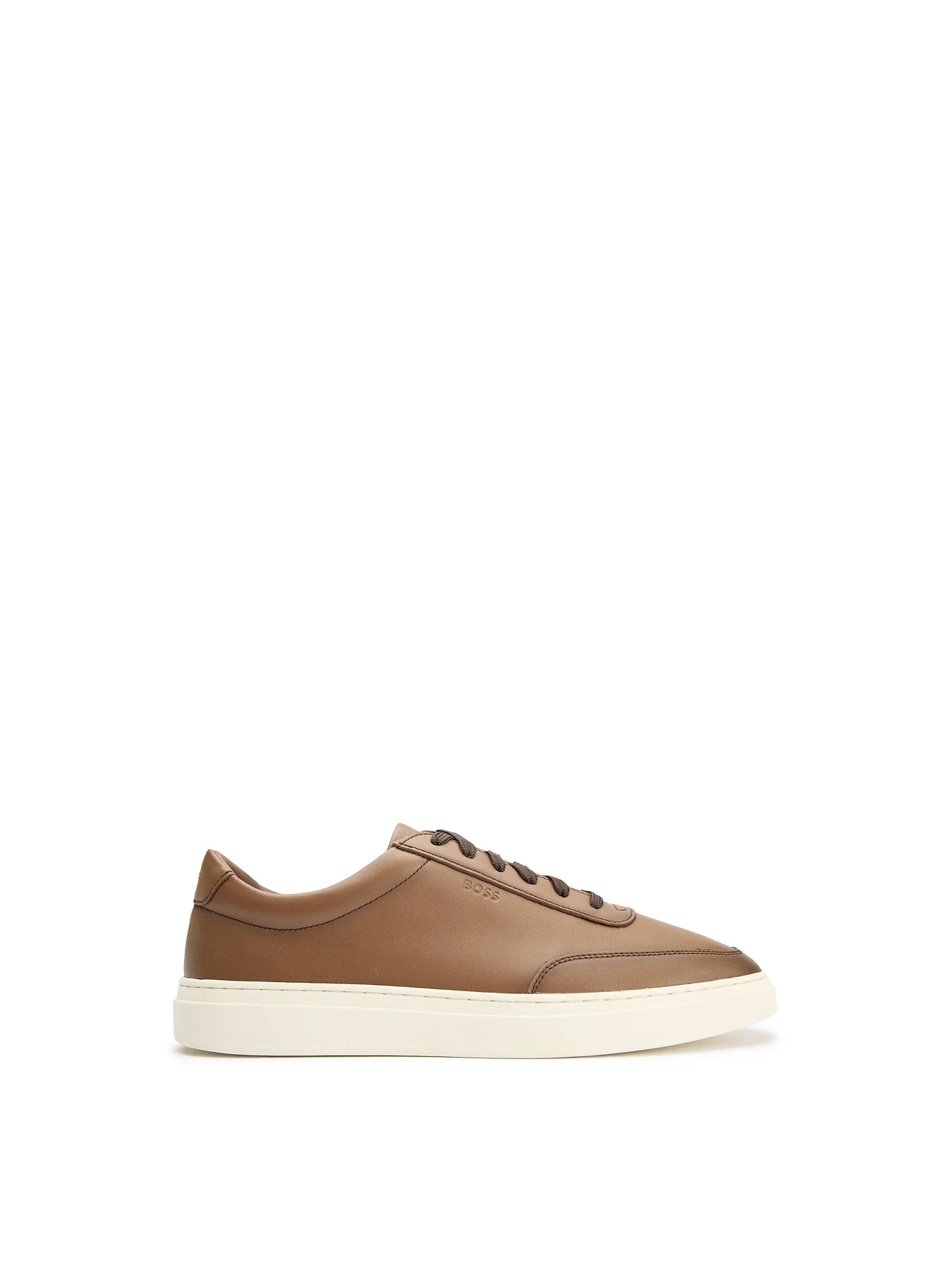Mens BOSS Kieran Leather Trainers Medium Brown