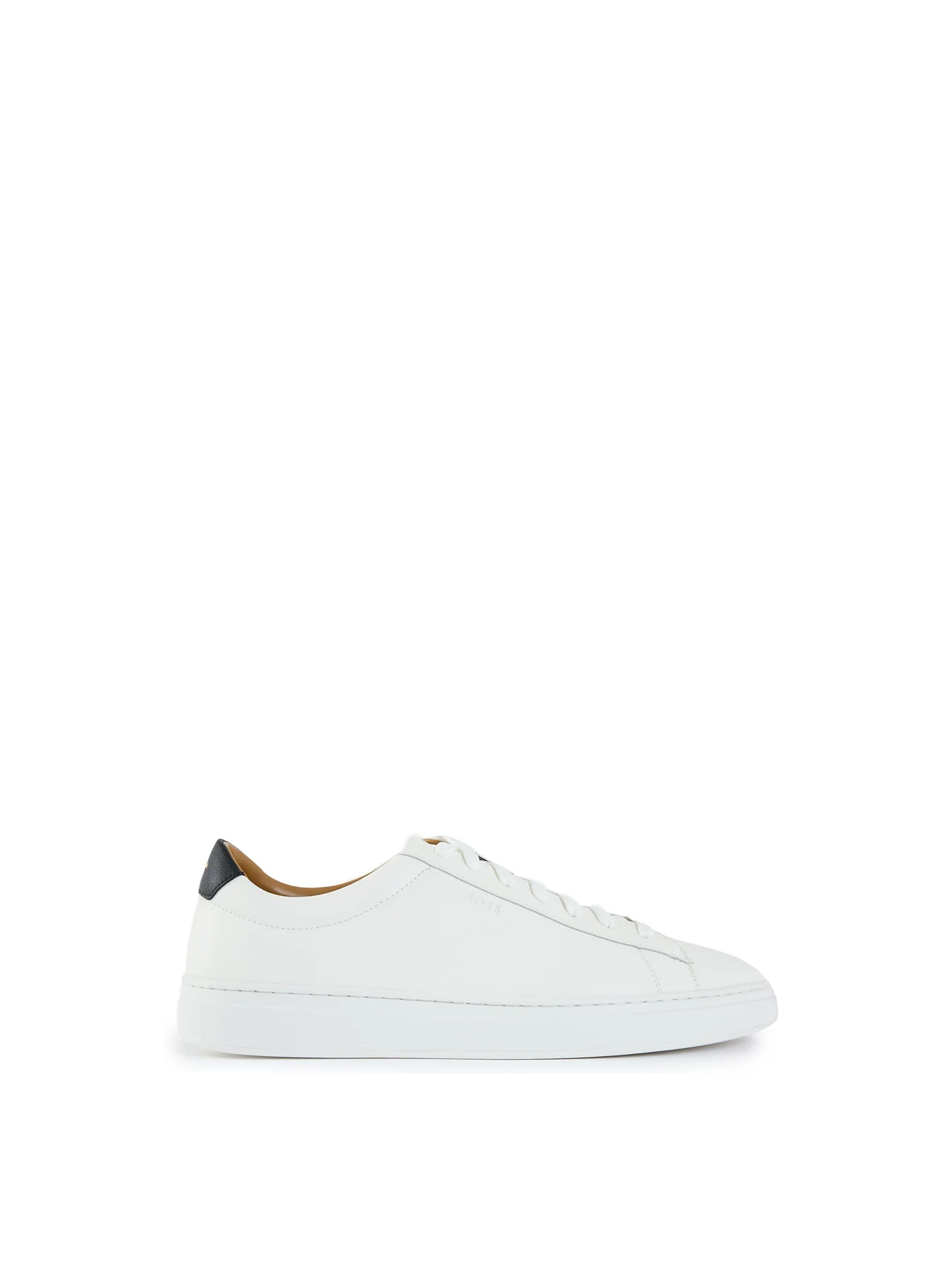 Mens BOSS Kieran Tenn Leather Trainers White