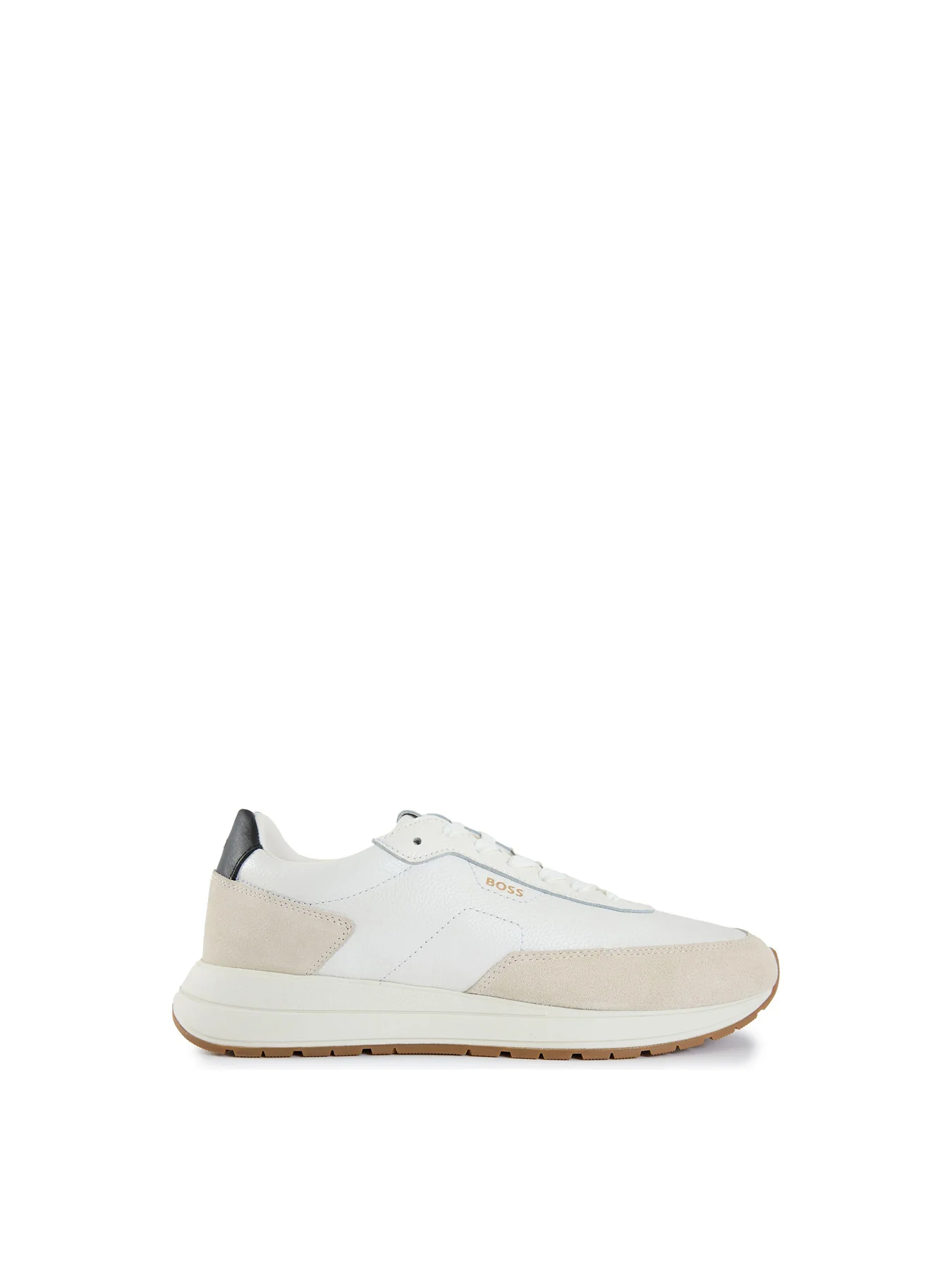 Mens BOSS Vinston Leather Trainers White