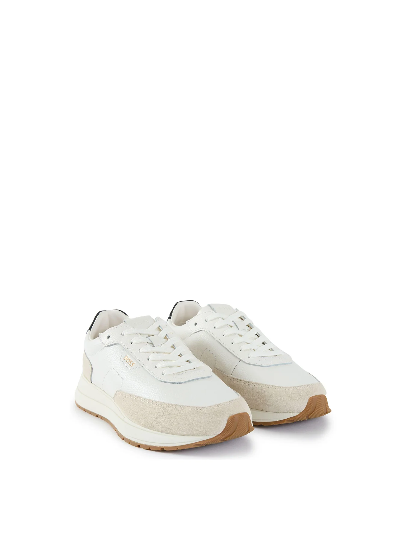 Mens BOSS Vinston Leather Trainers White - Image 2