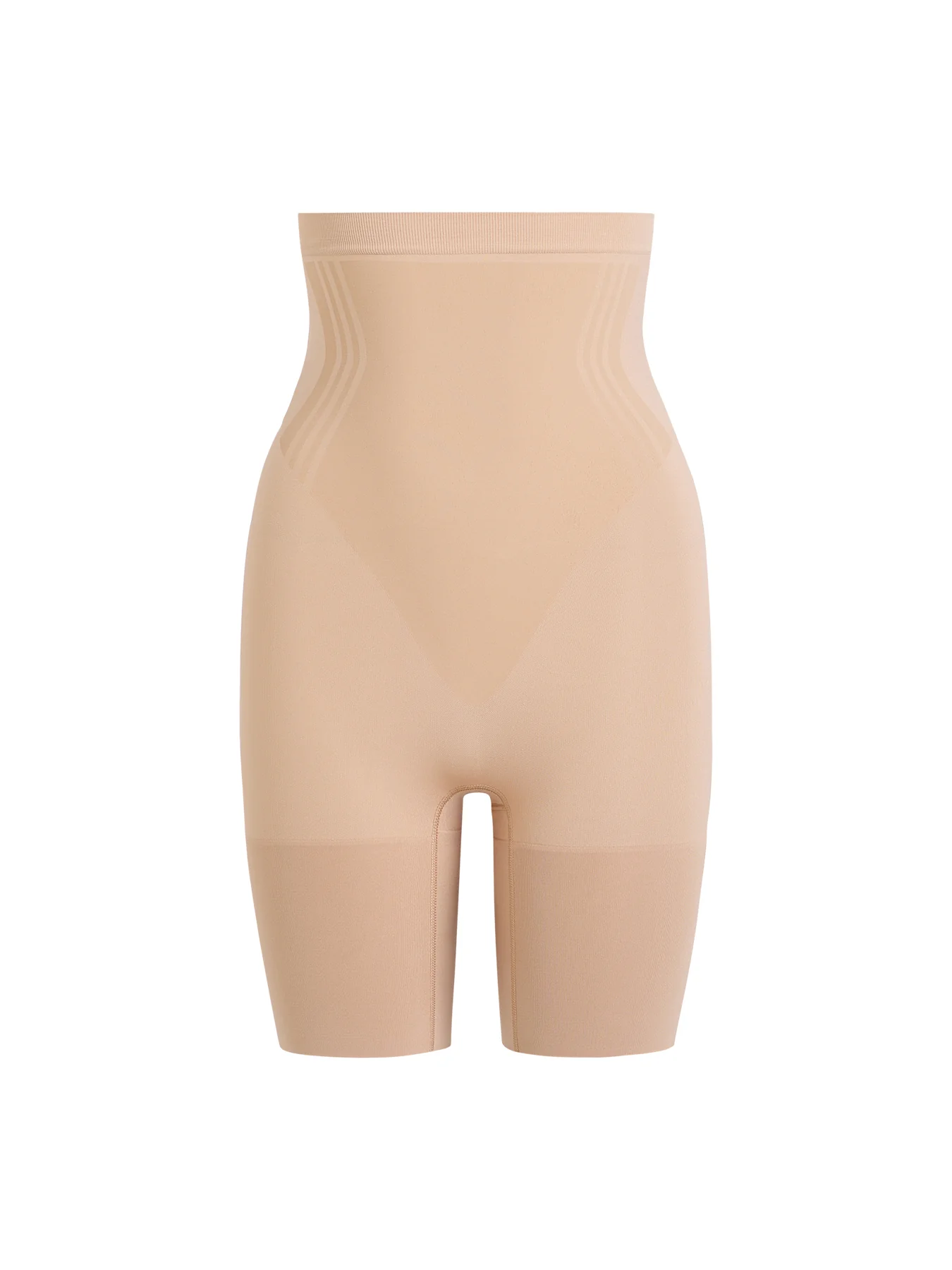 GoFigure Sculpting High Waist Mid-Thigh Shorts Nude