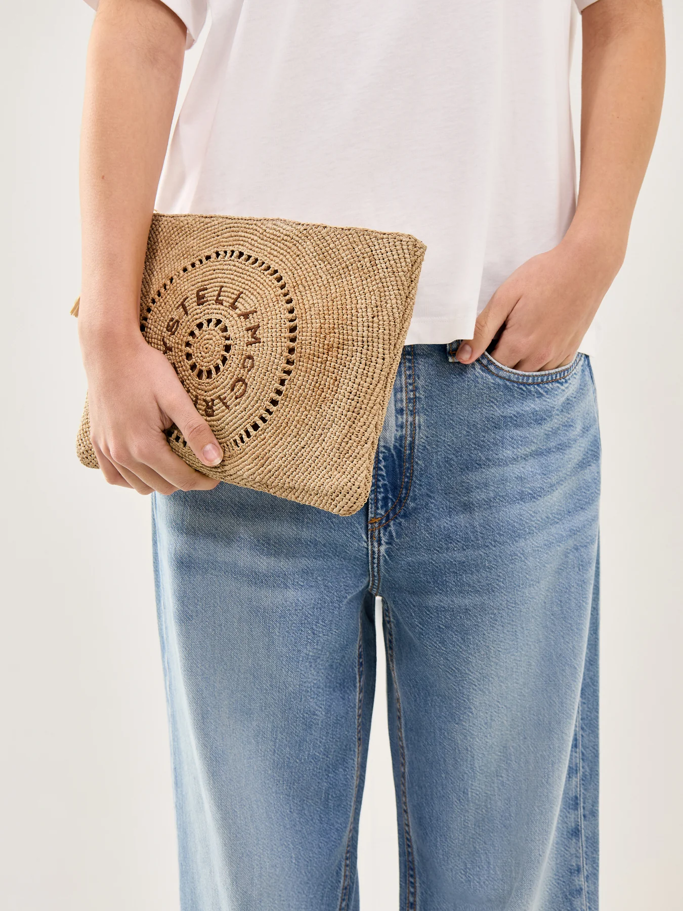 Logo Crochet Raffia Pouch Natural - Image 2