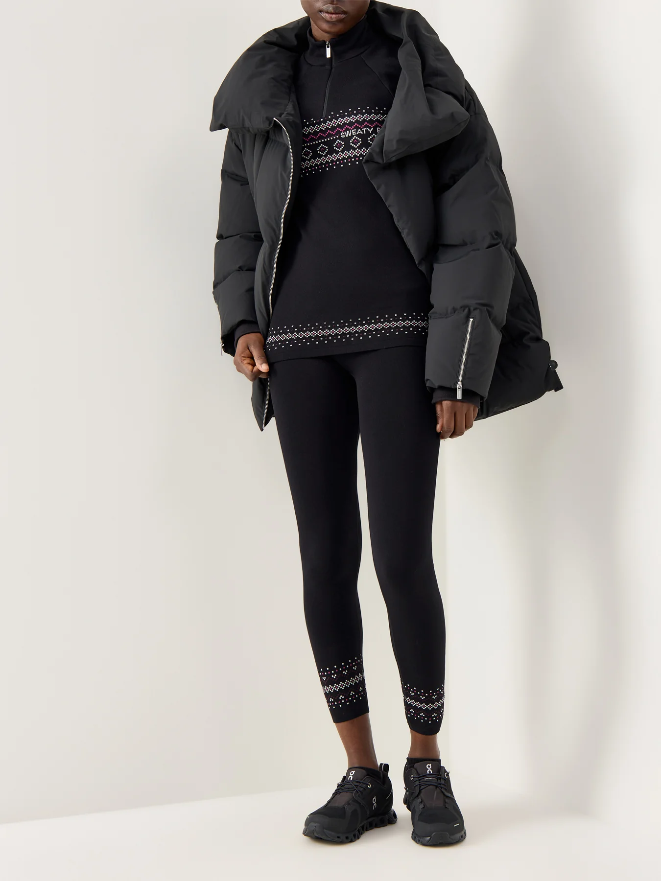 Fairisle Novelty Half Zip Base Layer Black - Image 2
