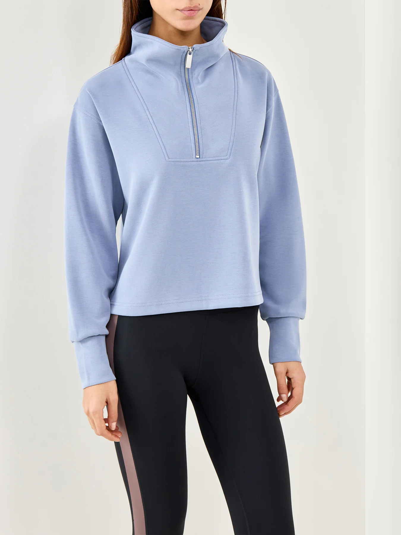 Sand Wash Half Zip Sweatshirt Blue - Image 4