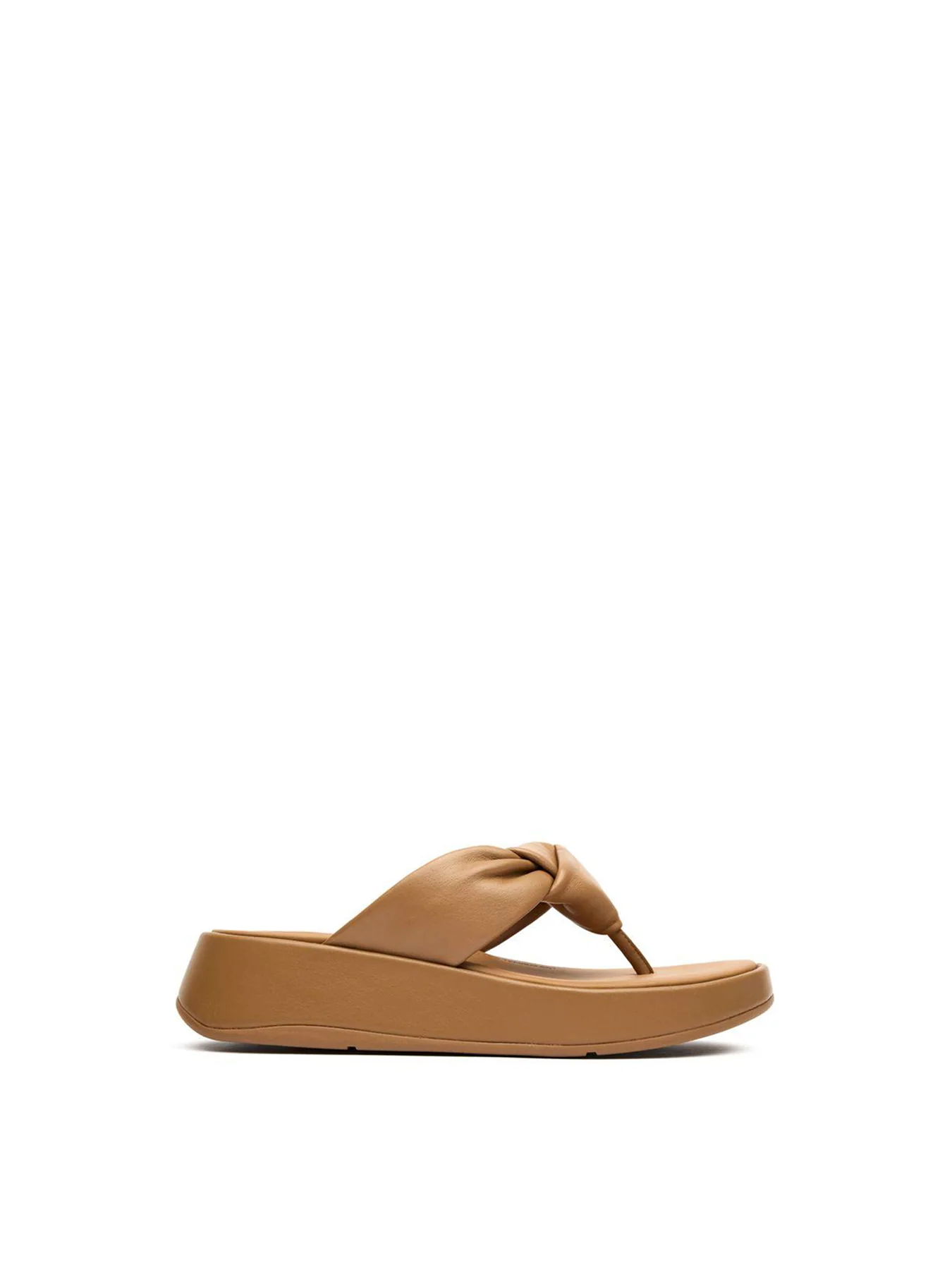 F-Knot Soft Leather Toe-Post Sandals Tan