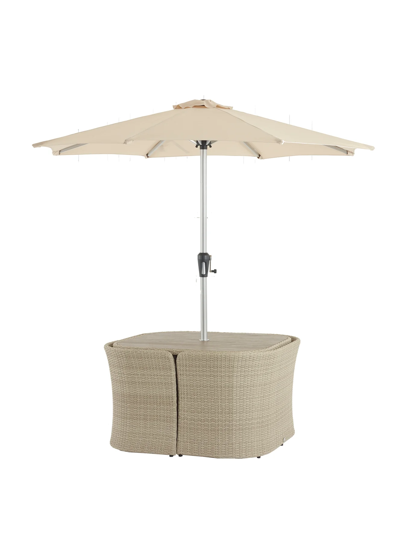 Tetbury Rattan 8-Seater Balcony Set with Tree-Free Top Parasol & Base - Image 4