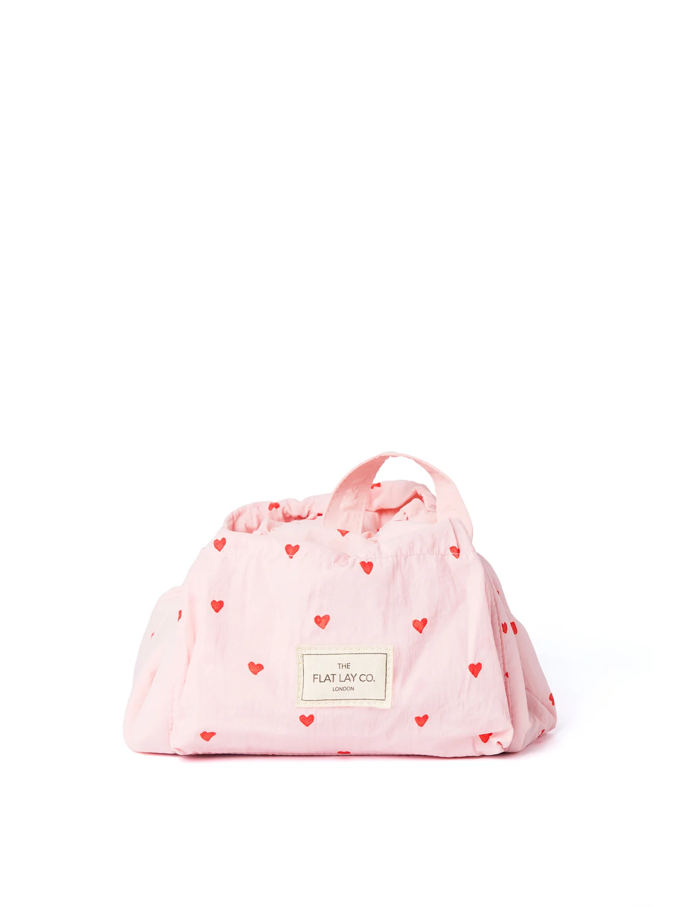 Parachute Drawstring Flat Lay Heart Makeup Bag