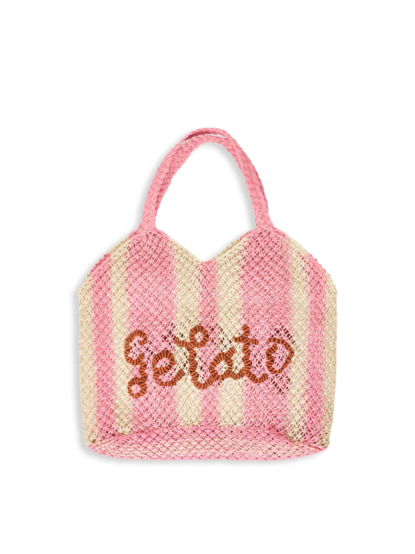 Drew Gelato Raffia Tote Bag Pink